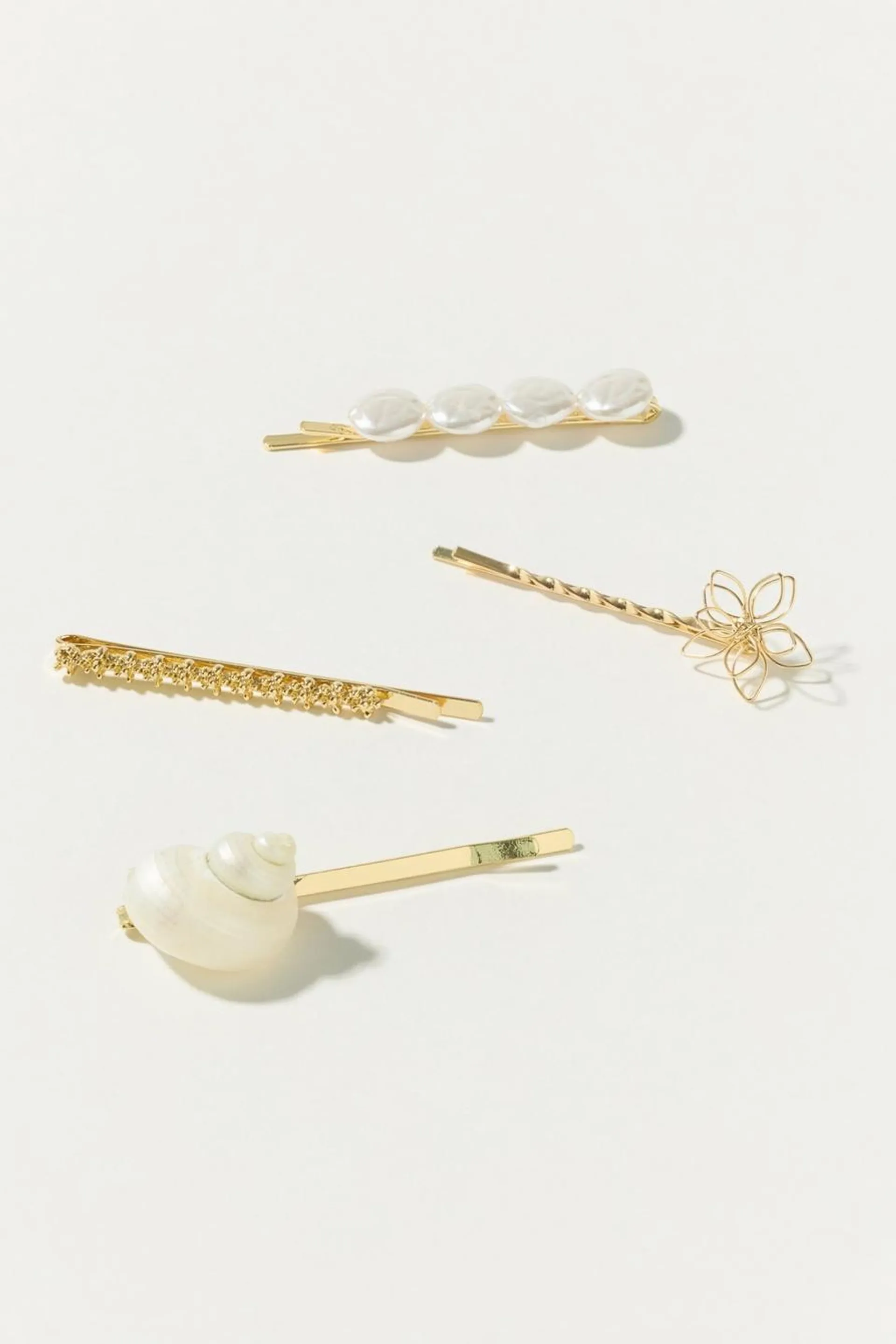 gold pearls barrette set