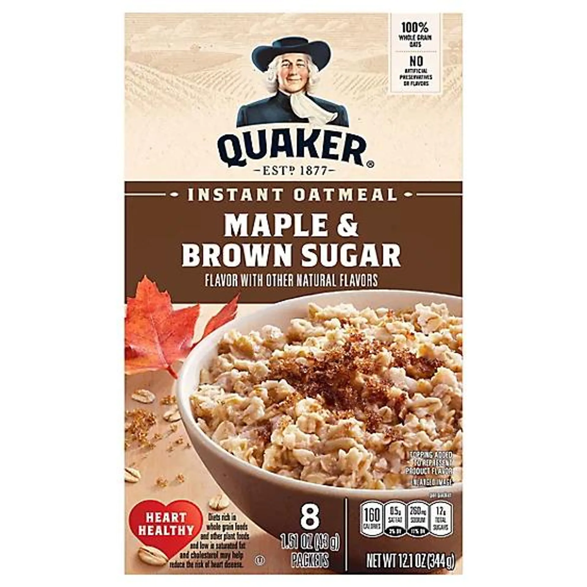 QUAKER Maple and Brown Sugar Instant Oatmeal - 8 - 1.51 Oz.