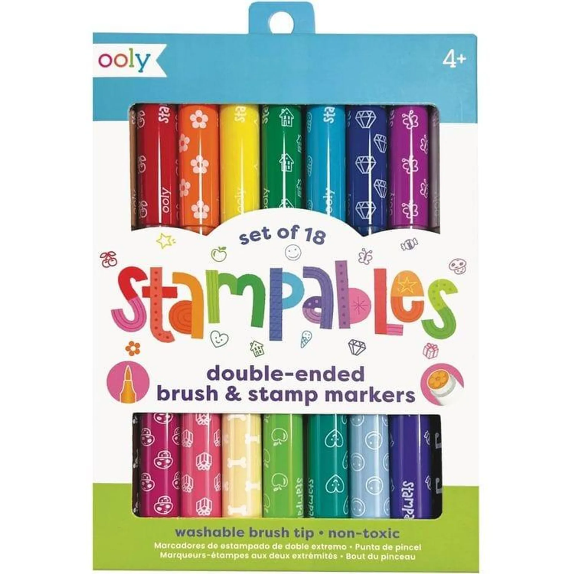 Stampables Double-Ended Stamp & Brush Markers: Set of 18