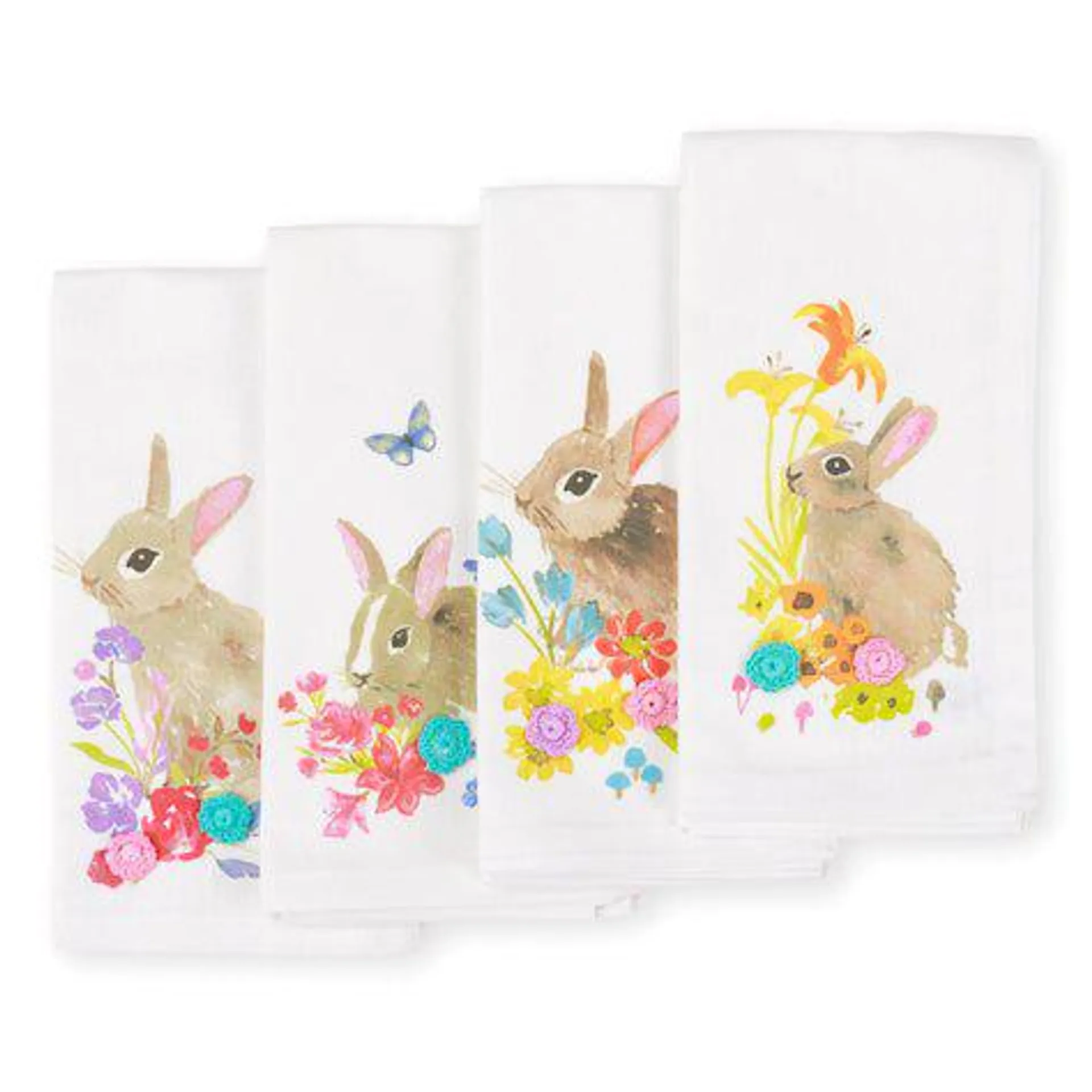 Pier 1 Watercolor Bunny Set of 4 Napkins