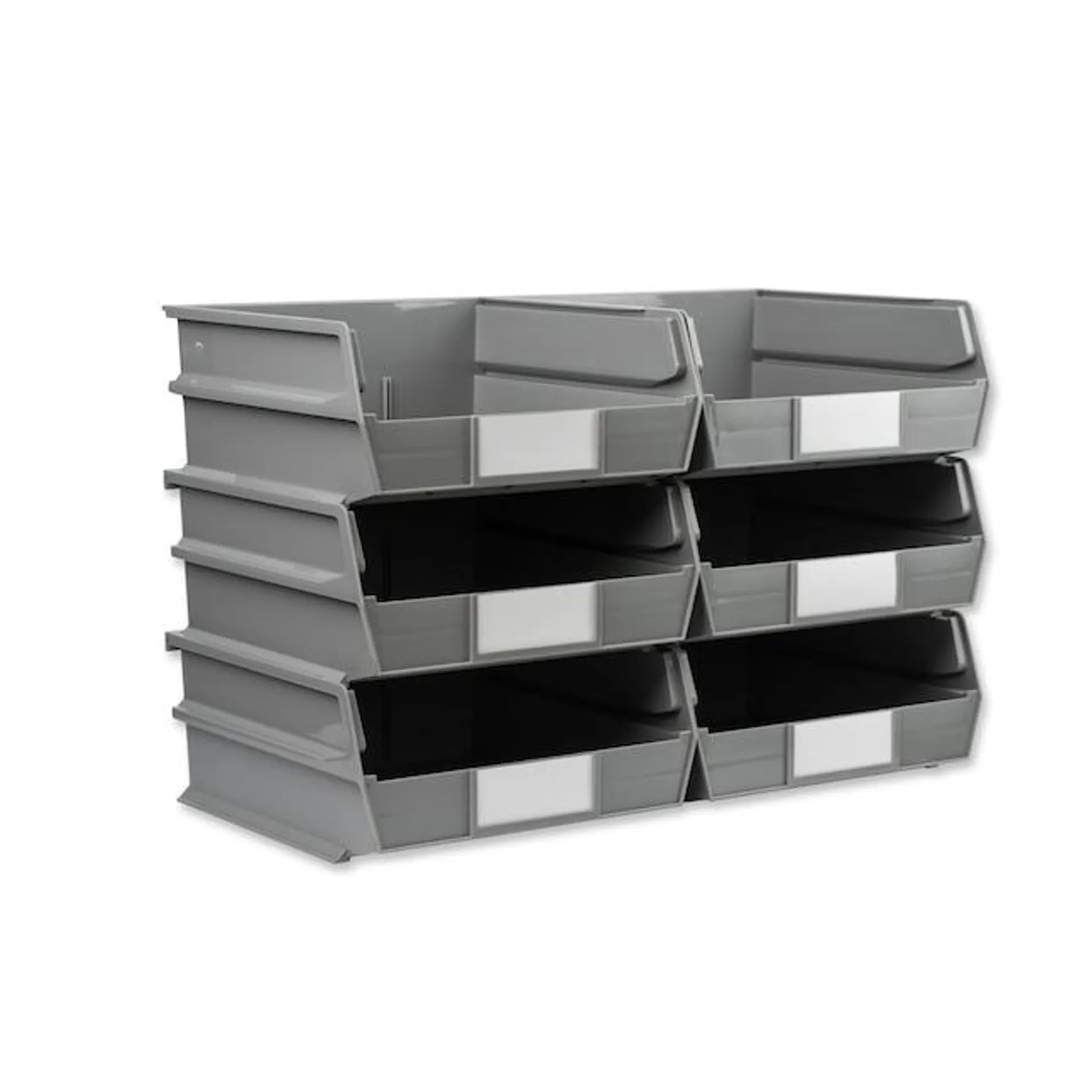 Triton Products 6 -Pack ( 11-in W x 5-in H x 10.875-in D ) Gray Polypropylene Stackable Bin
