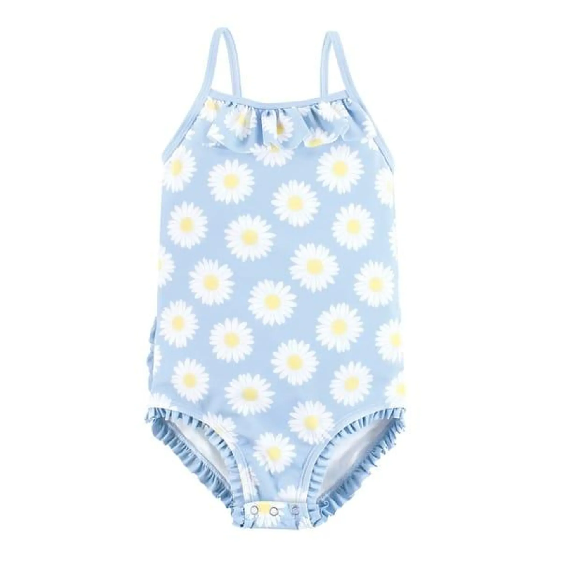 Hudson Baby Girls Baby Swimsuit, Blue Daisy