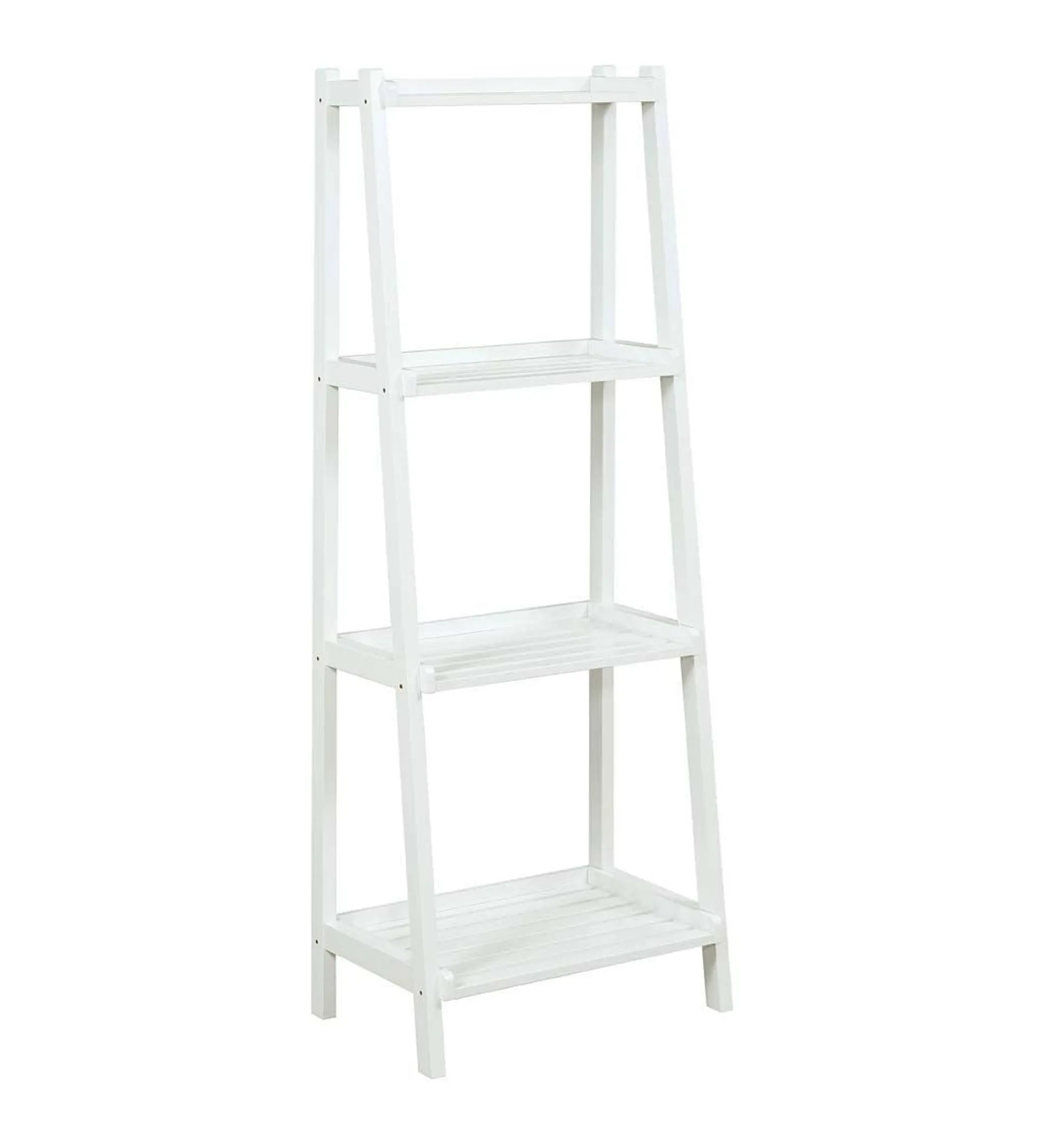 Farmhouse 4-Tier Wooden Leaning Ladder Shelf - White