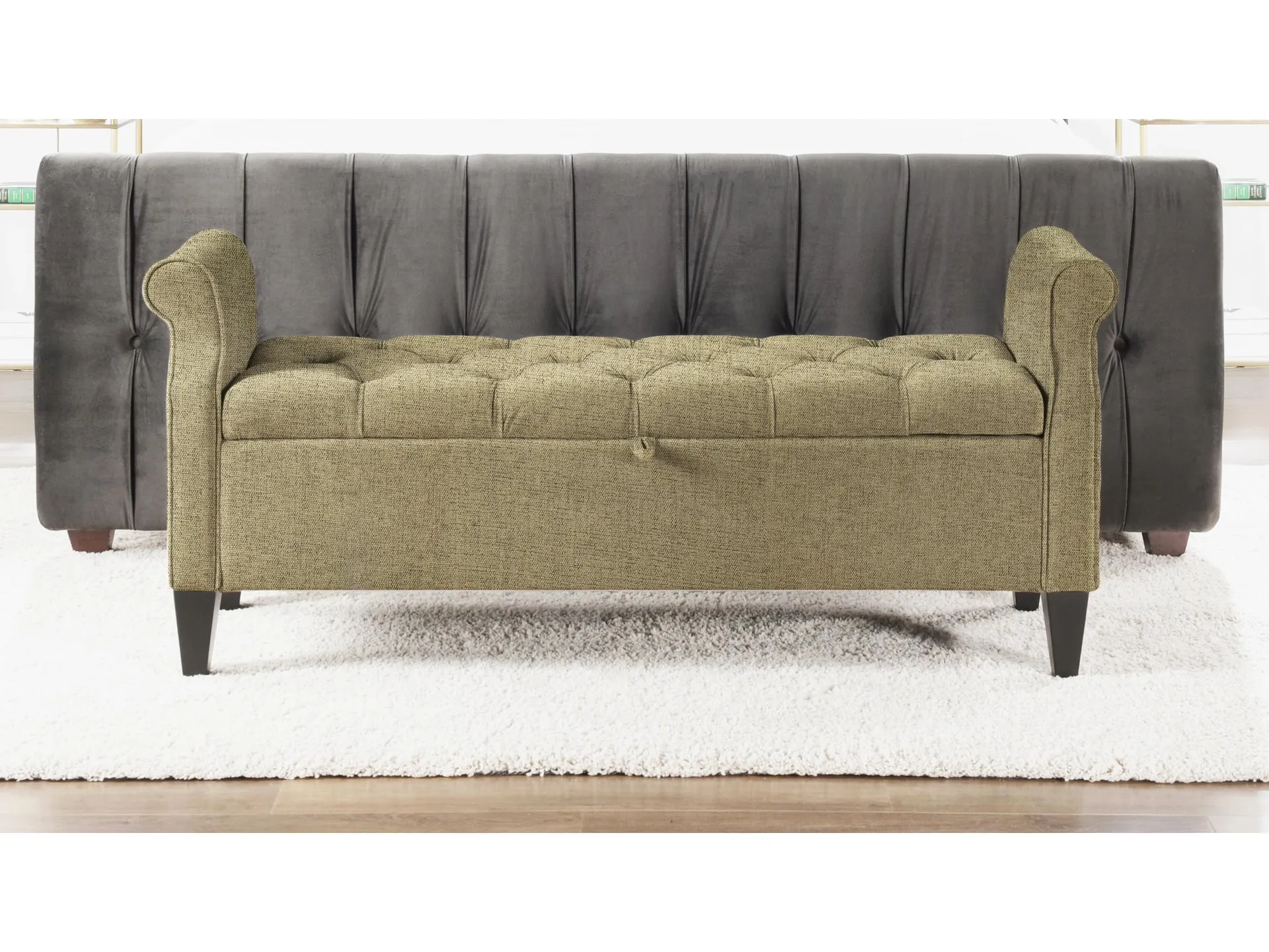 Jennifer Taylor Home Jacqueline Tufted Roll Arm Storage Bench