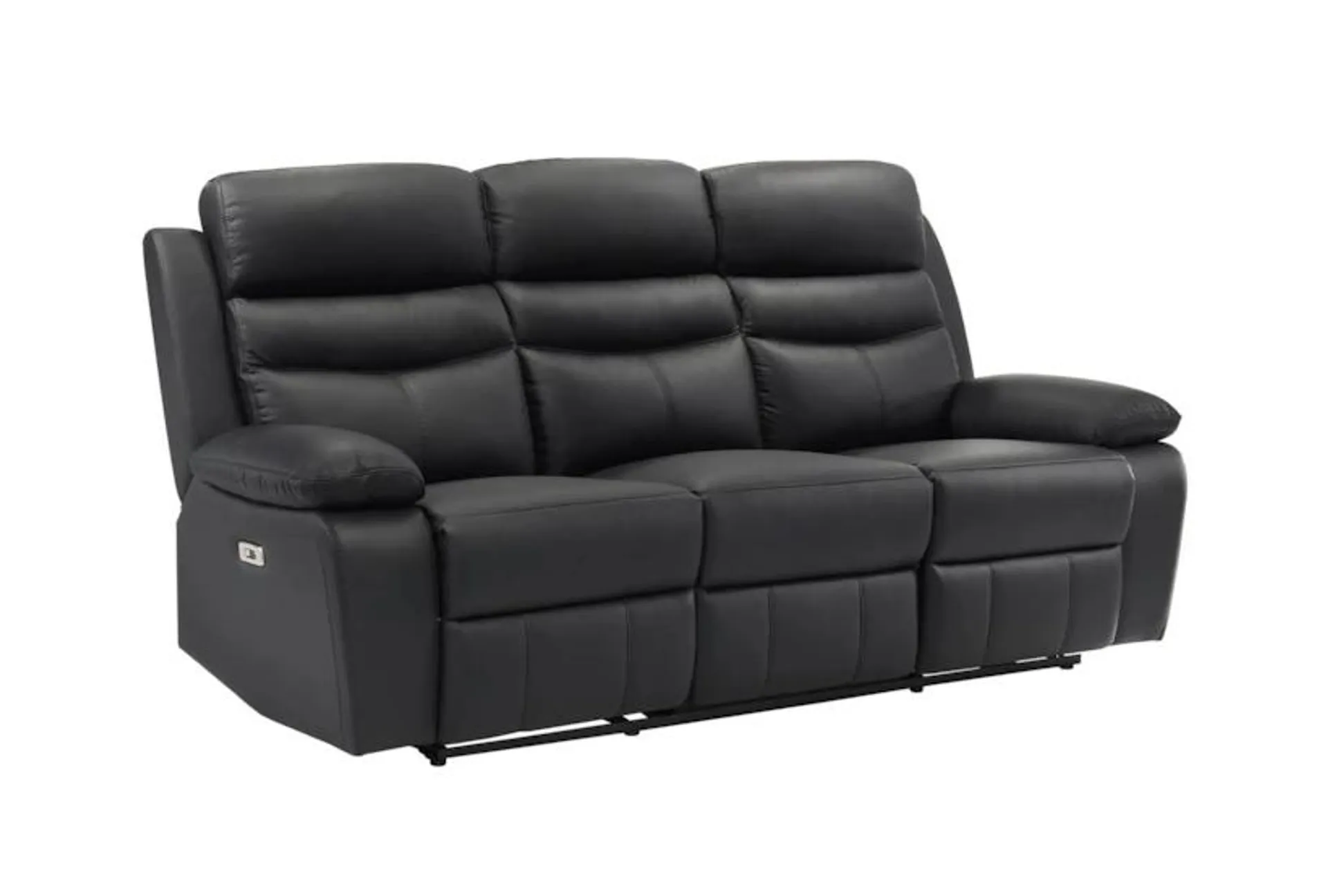 Marigold Black Leather 86" Power Reclining Sofa With USB