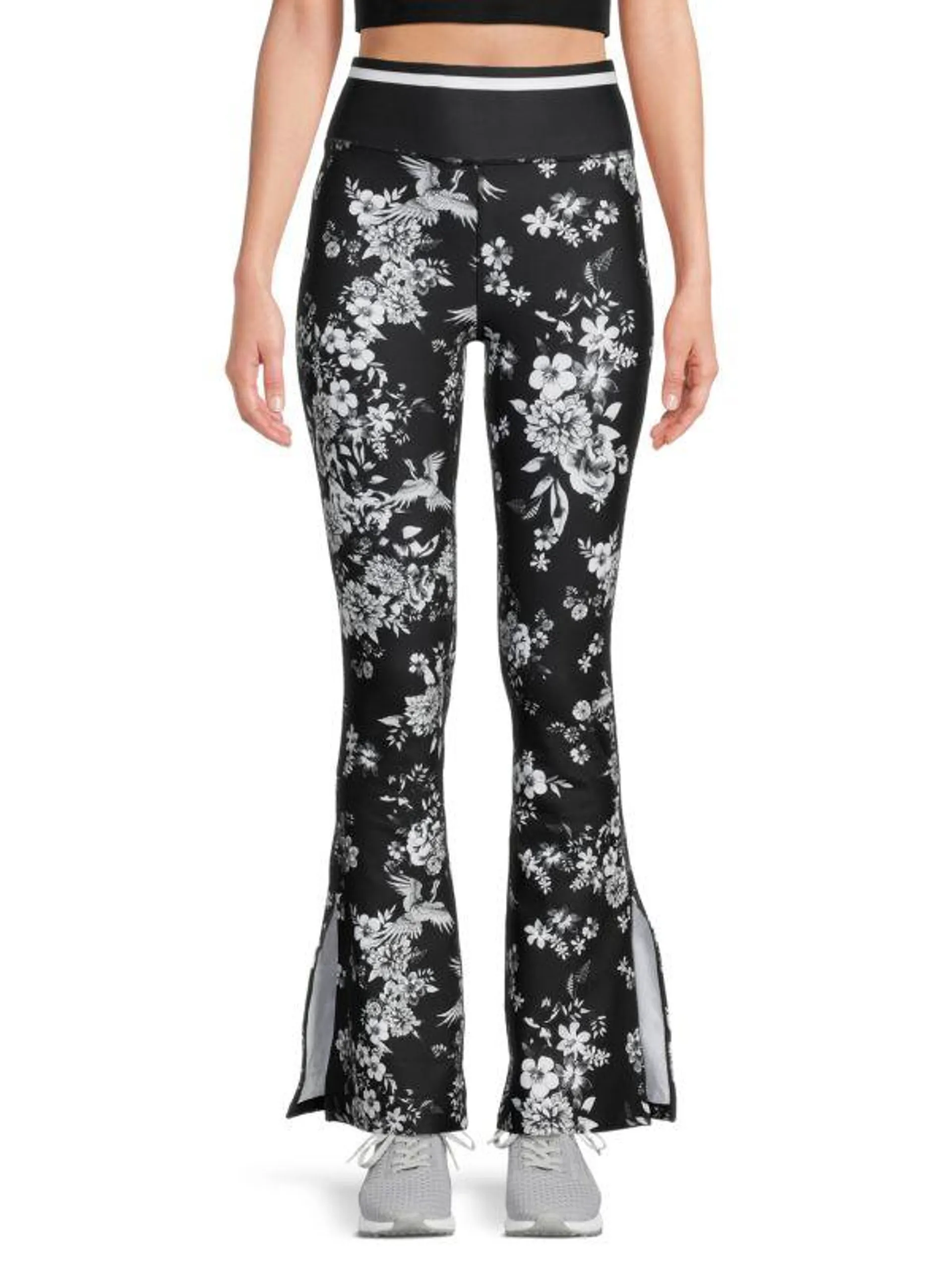 Floral Side Slit High Rise Pants