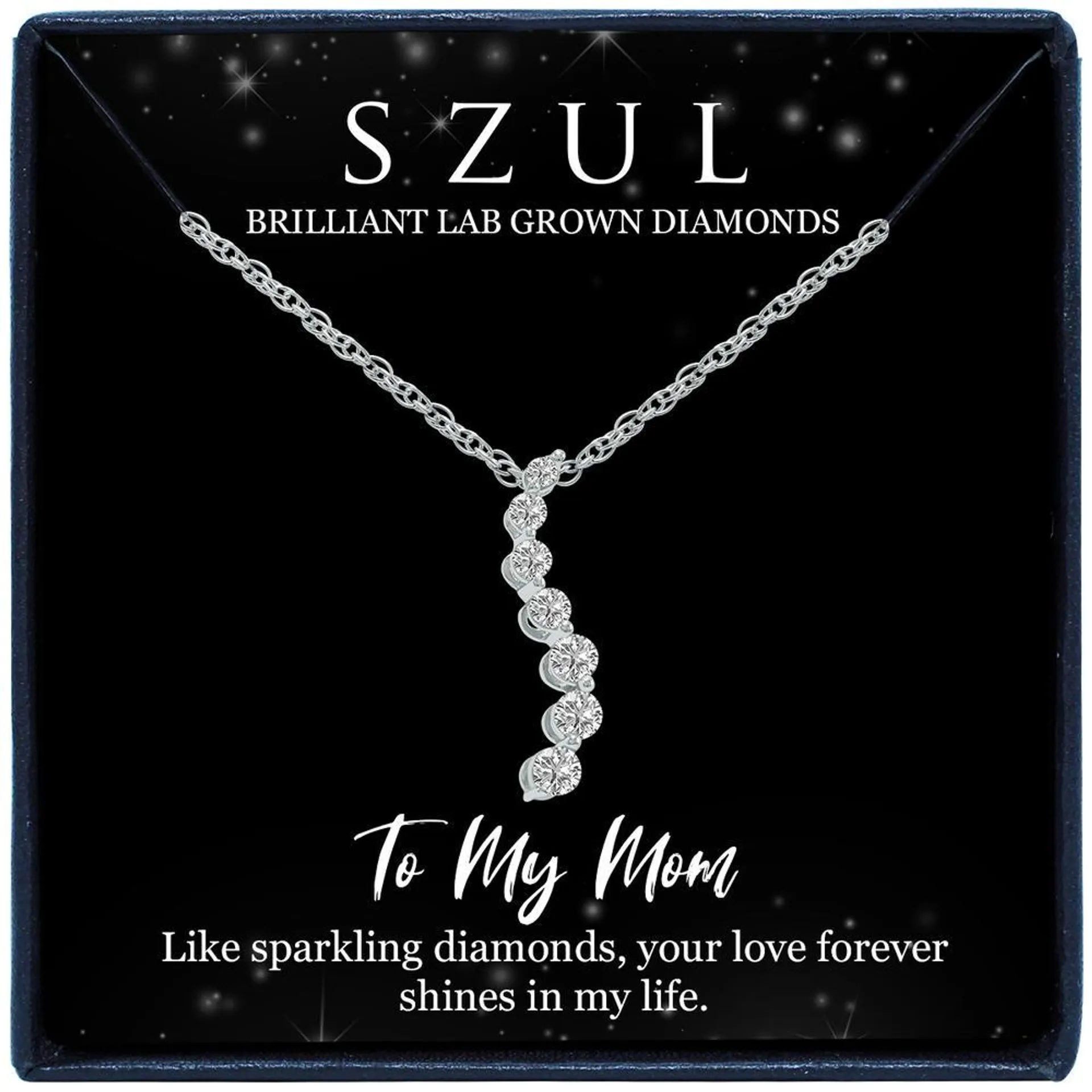 szul.com Jewelry Gift For Mom - 1/4 Carat TW Lab Grown Diamond Journey Pendant in .925 Sterling Silver