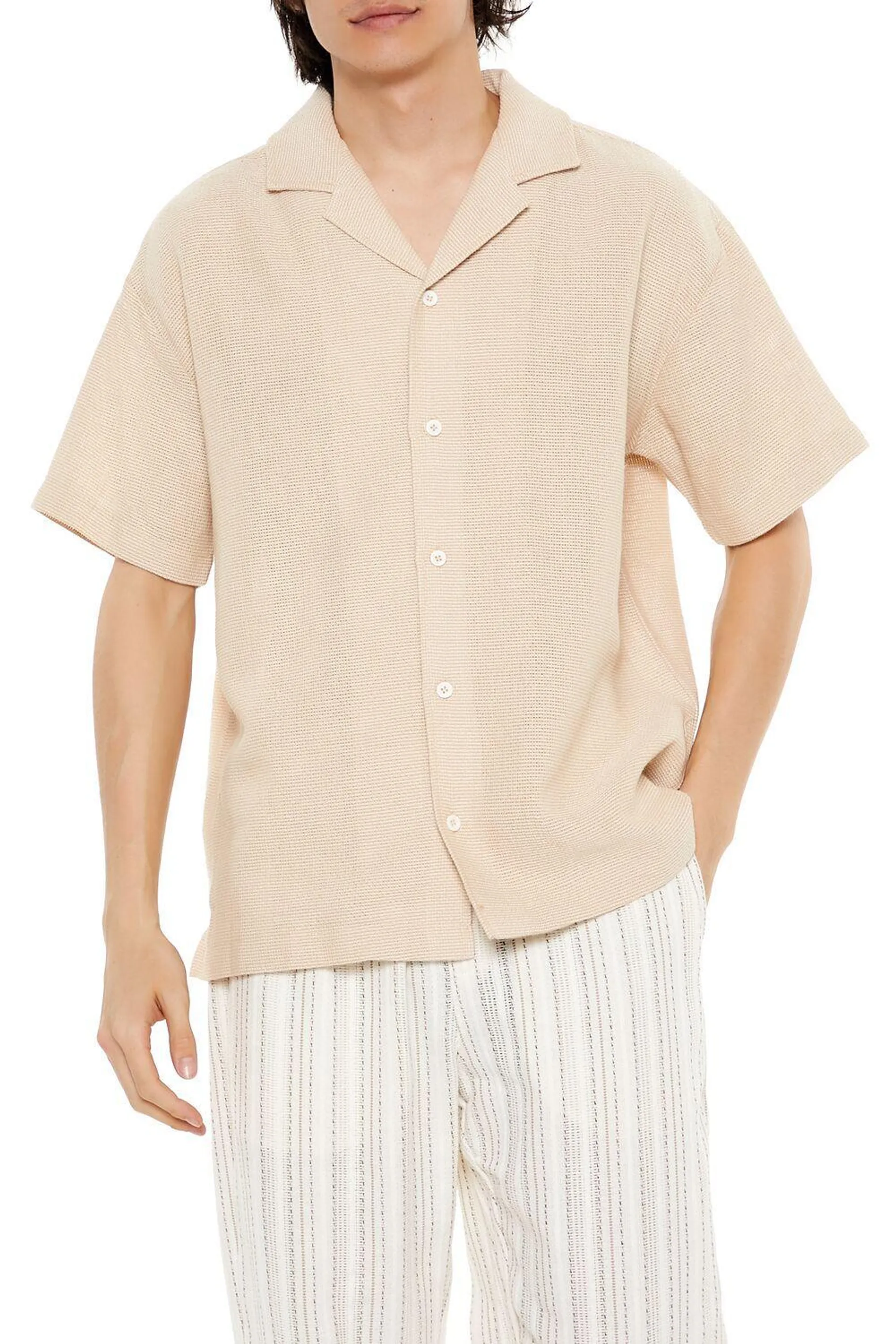 Textured Cuban-Collar Shirt