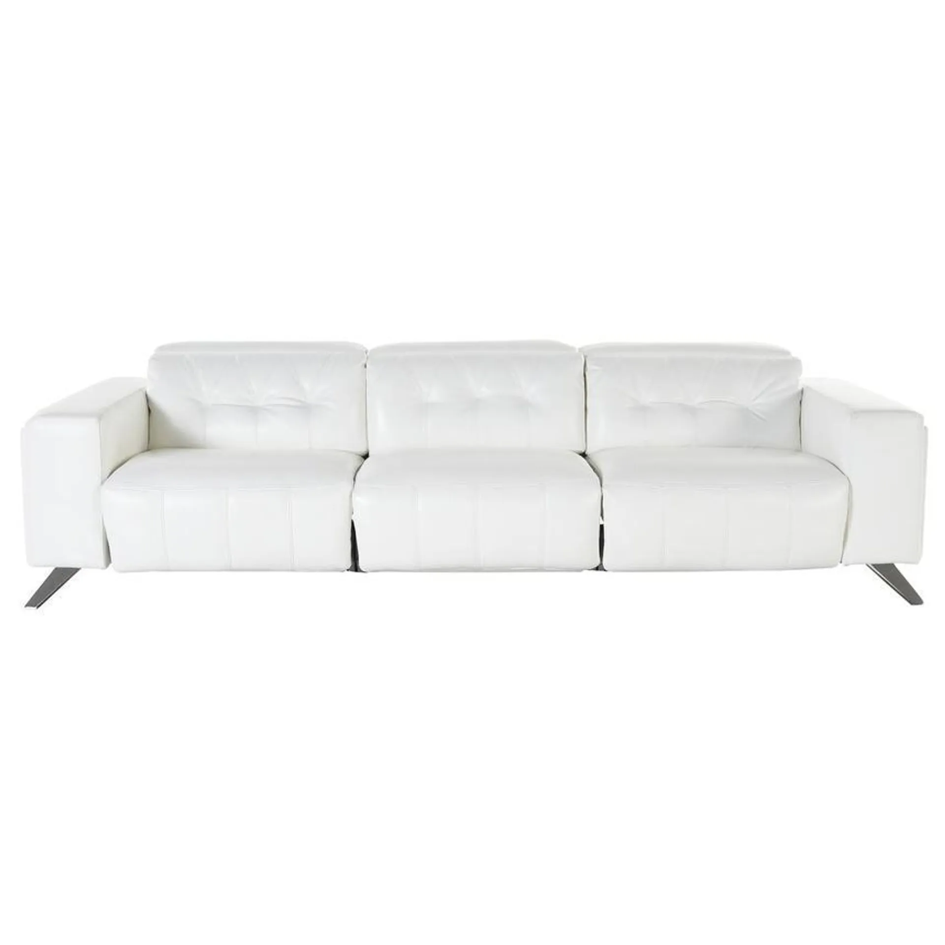 Anchi White Oversized Leather Sofa w/2PWR