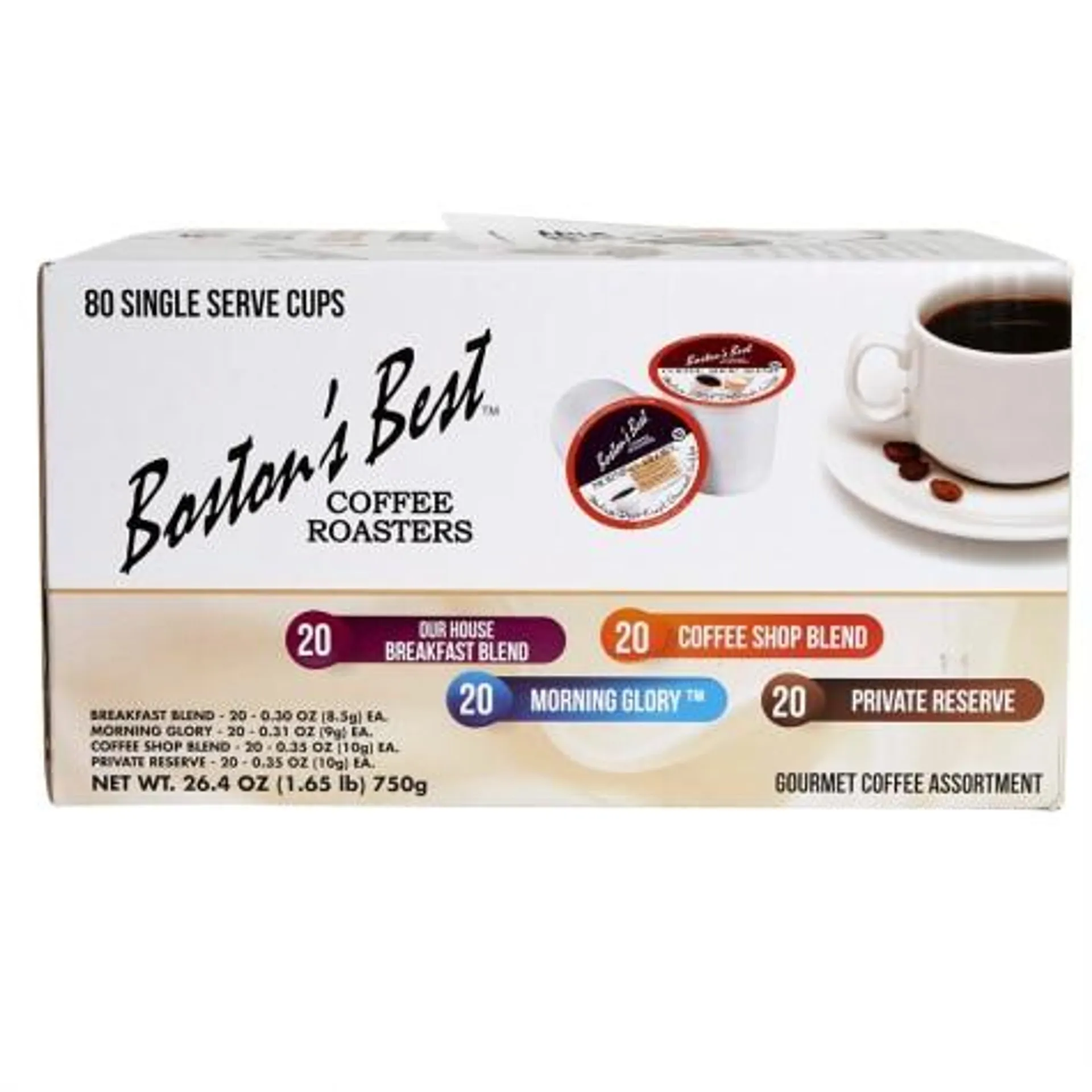Boston's Best Variety Pack Gourmet Assortment Coffee Cups, 80 Count