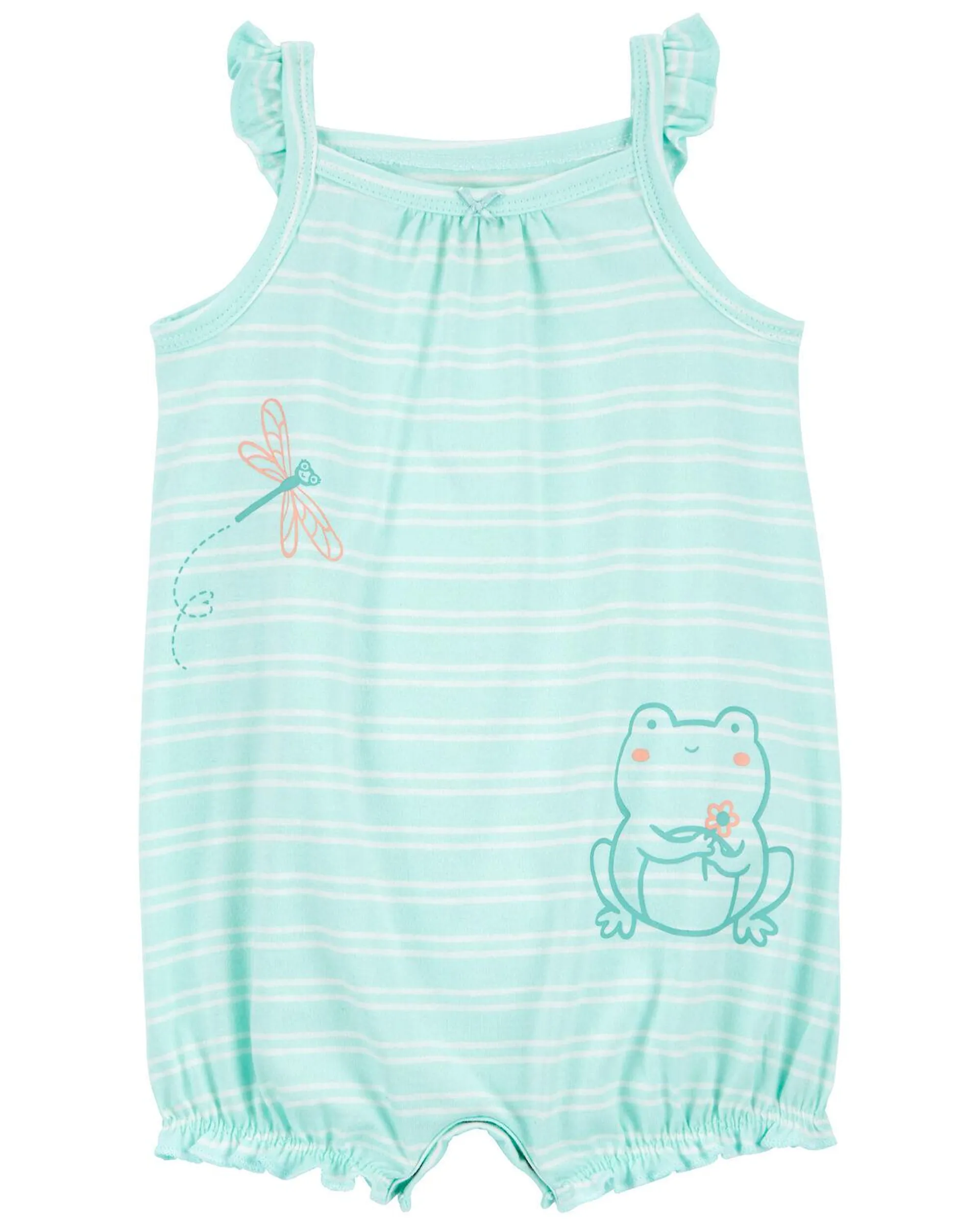 Baby Striped Frog Cotton Romper