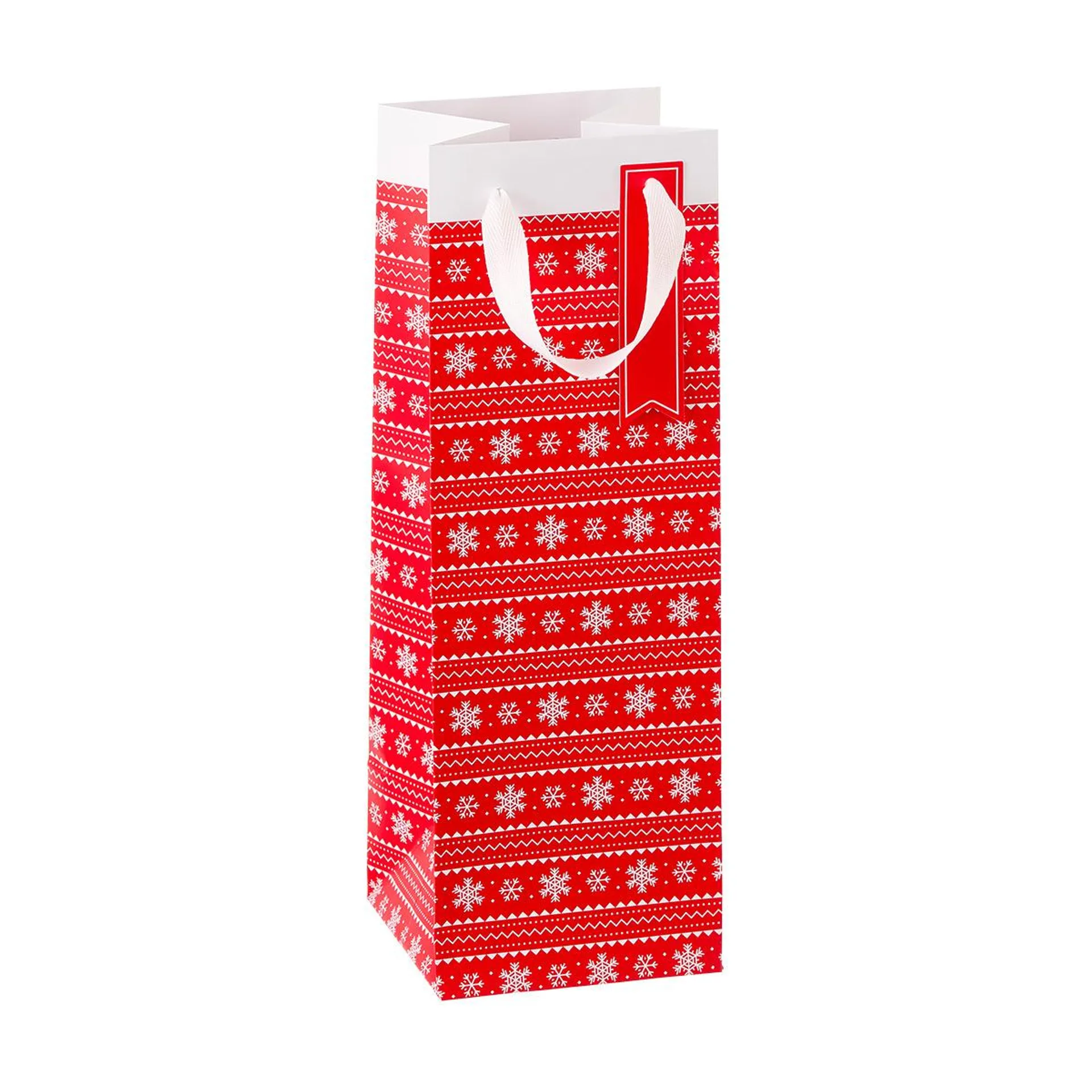 MARA-MI Bottle Tote Snowflakes Red