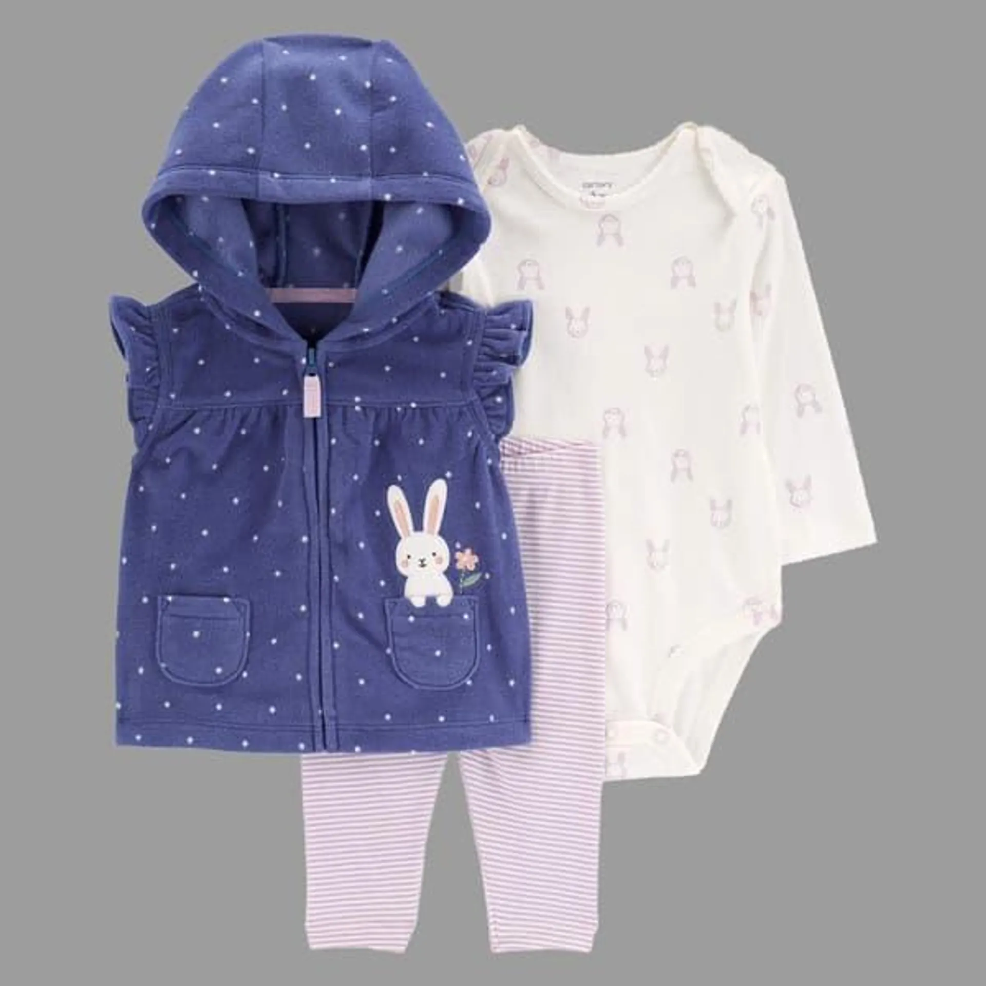 Baby Girl (3-24M) Carter’s® 3pc. Bunny Hooded Vest Set