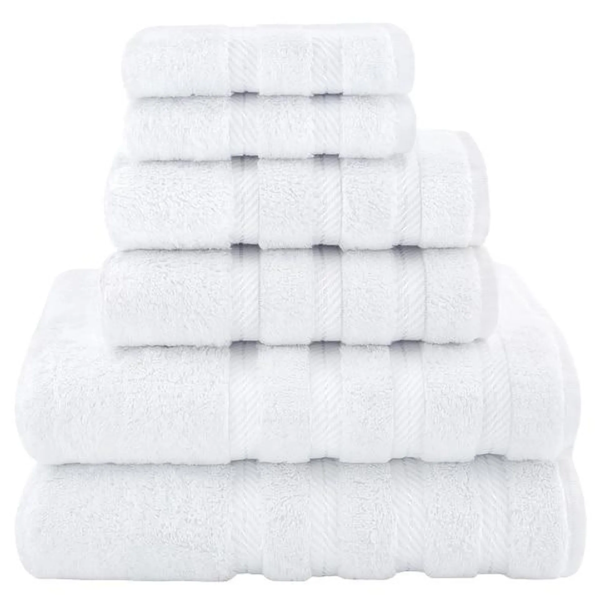 American Soft Linen Luxury 6 Piece Towel Set, 2 Bath Towels 2 Hand Towels 2 Washcloths, 100% Cotton Turkish Towels for Bathroom