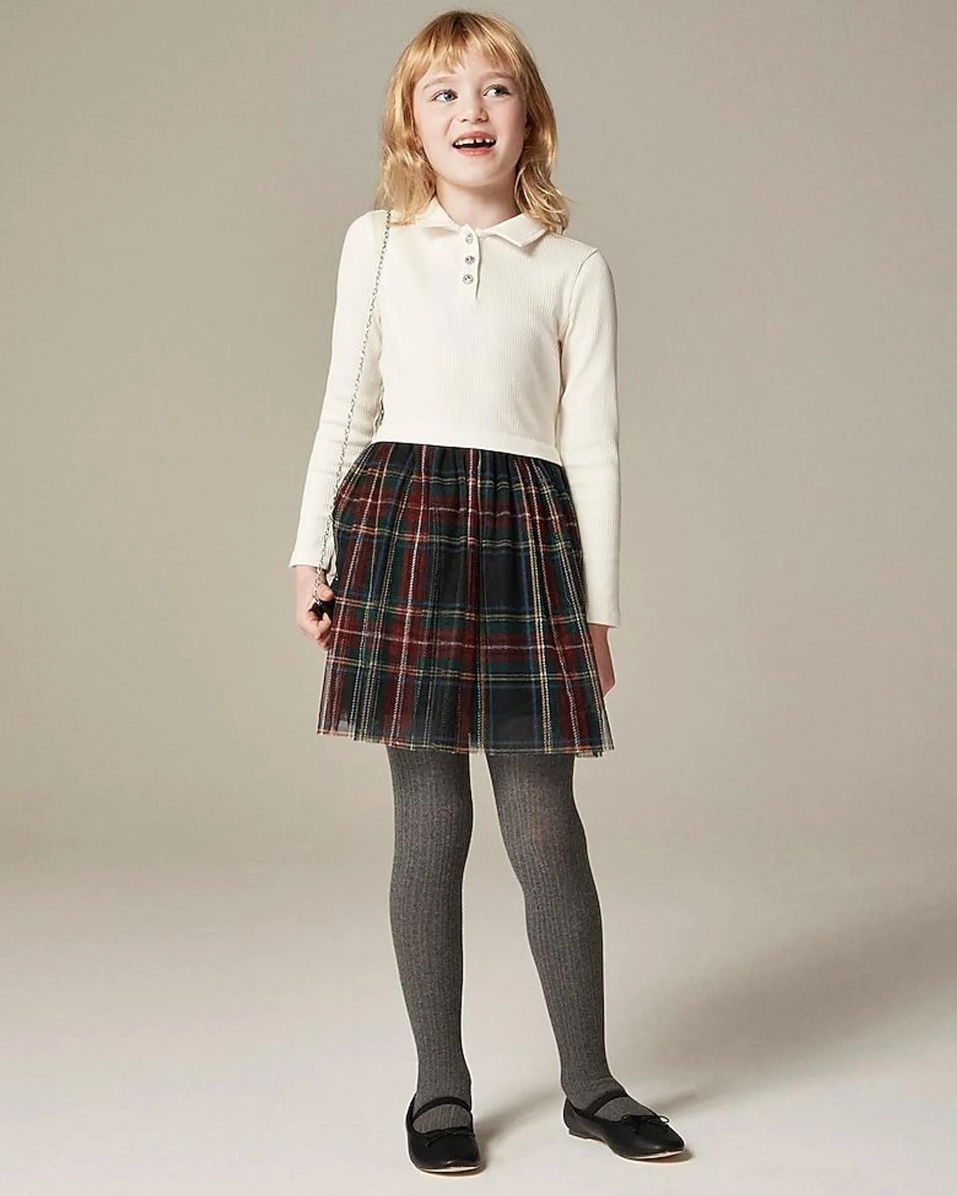 Girls' tartan tulle dress