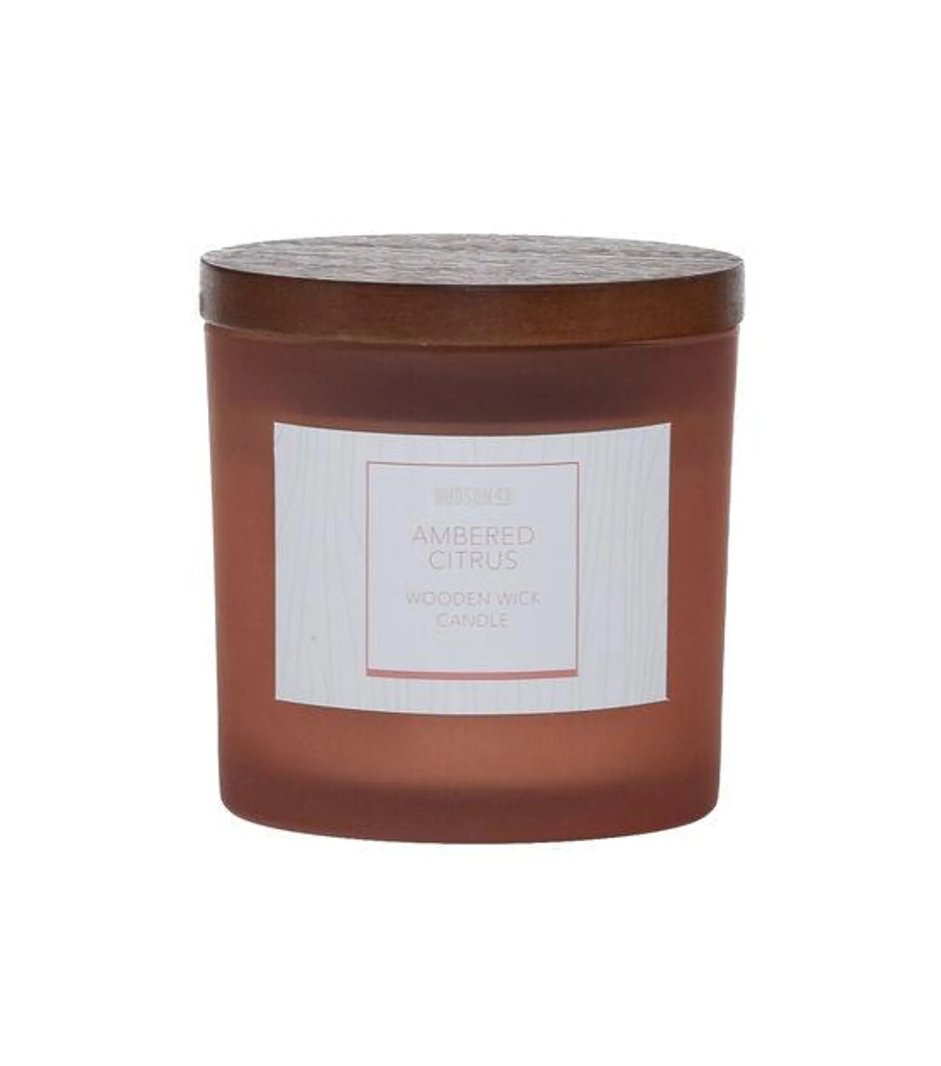Hudson 43 Wooden Wick Frosted Candle 5oz Ambered Citrus Orange