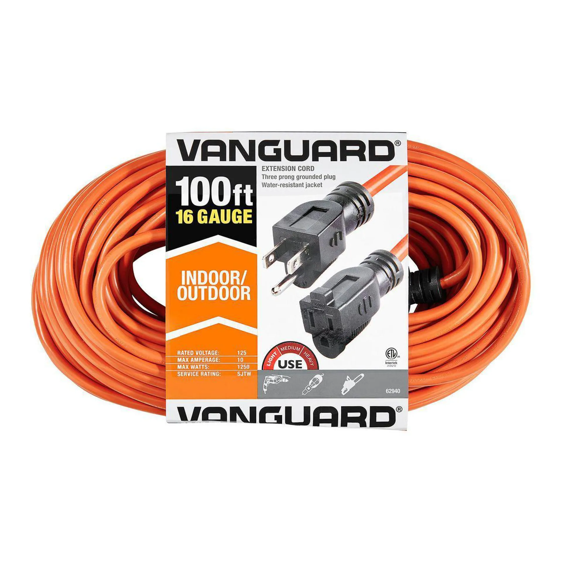 100 ft. x 16/3 Gauge Indoor/Outdoor Extension Cord, Orange