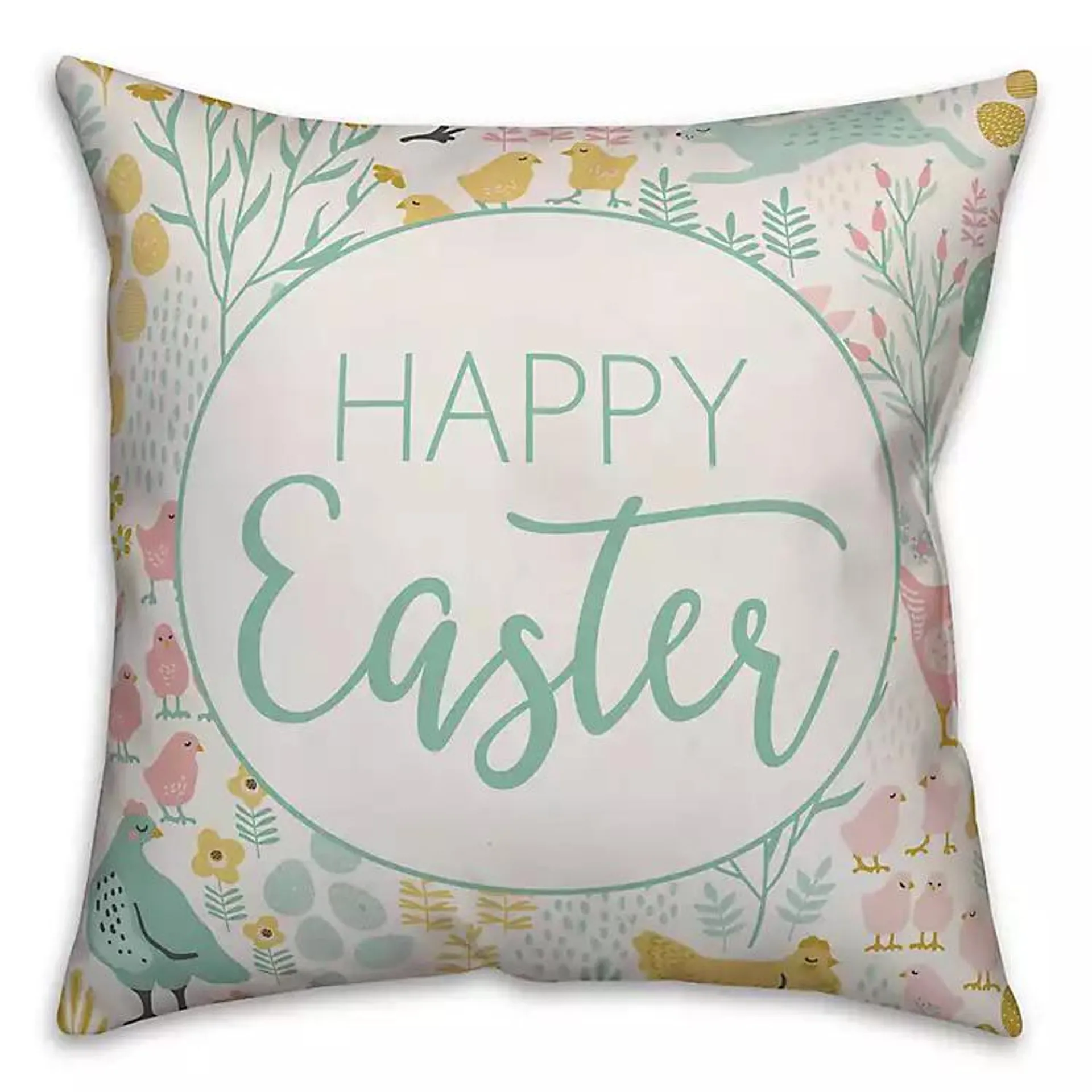 Pastel Happy Easter Chicken Pillow