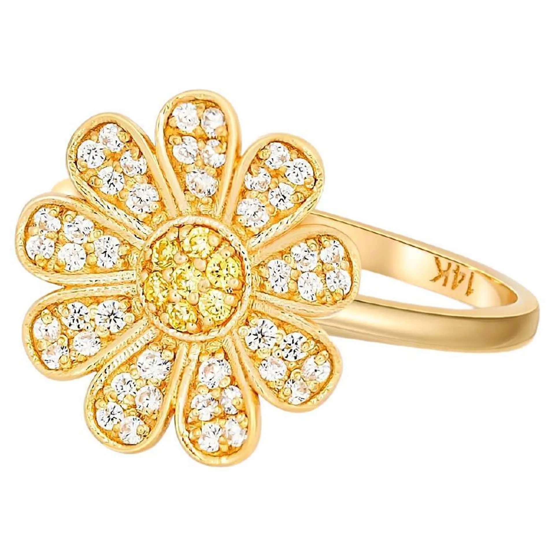 Daisy flower 14k gold ring.