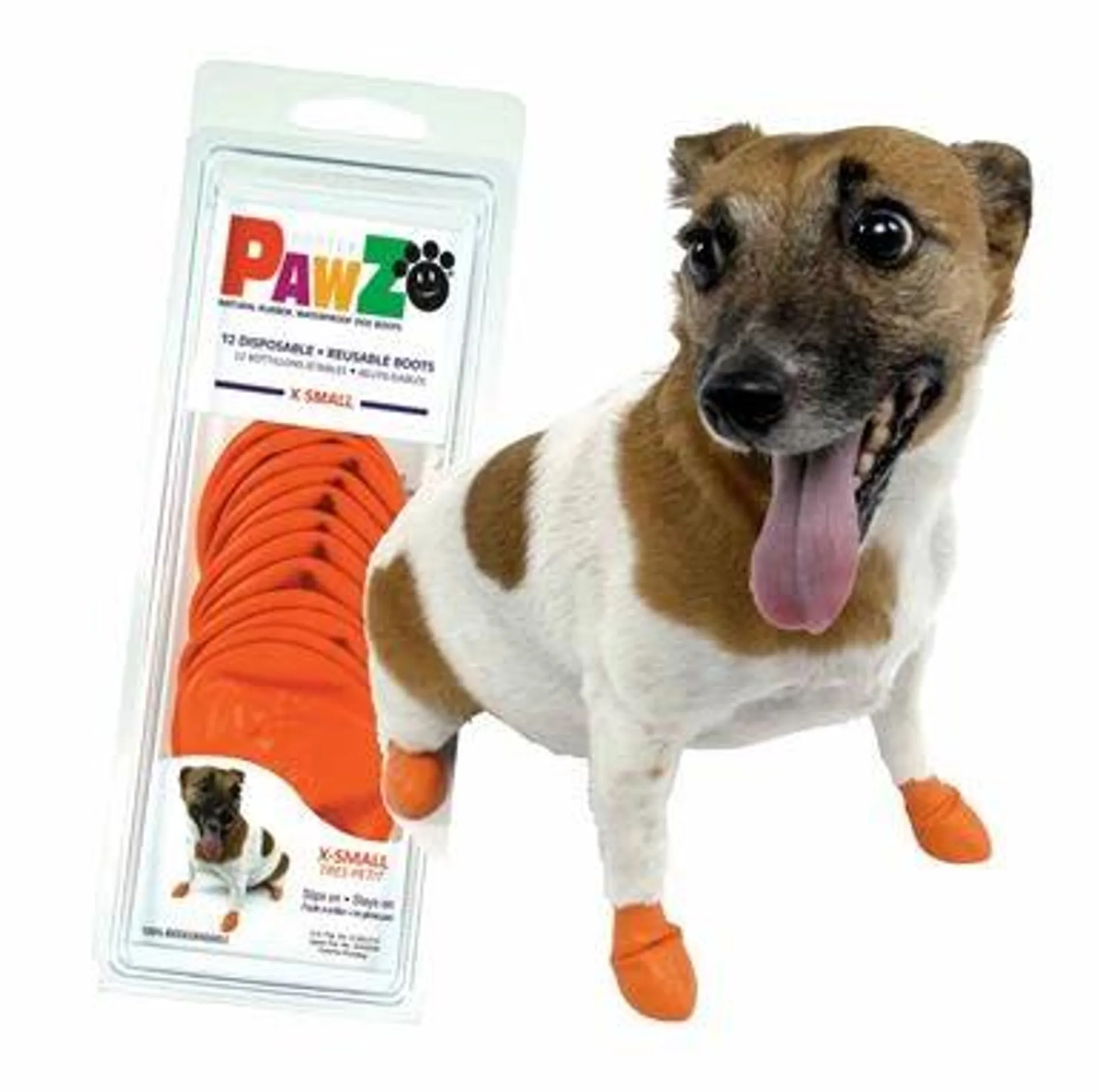 Pawz Rubber Dog Boots, Orange, Extra Small