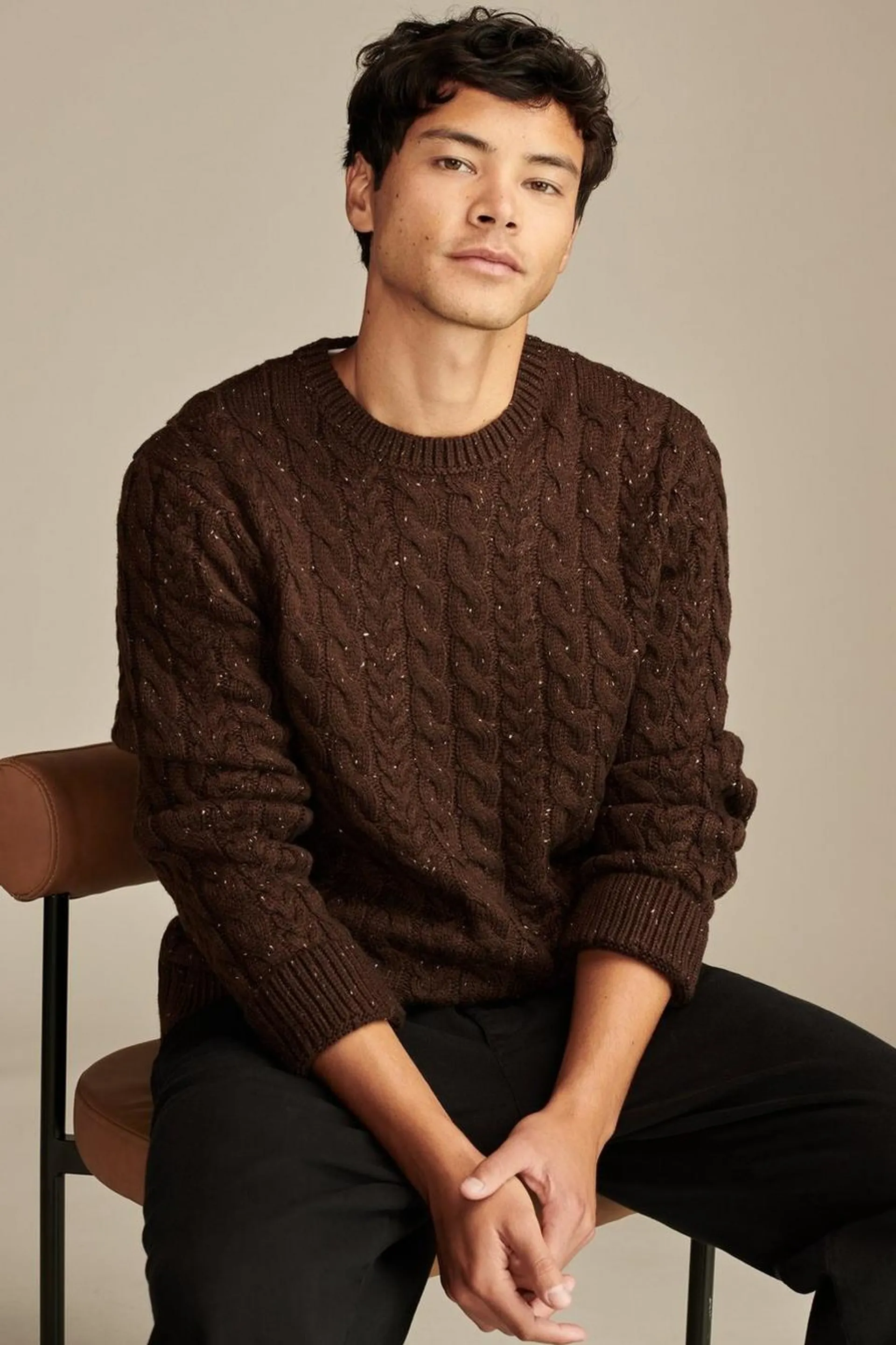 cable crew neck sweater