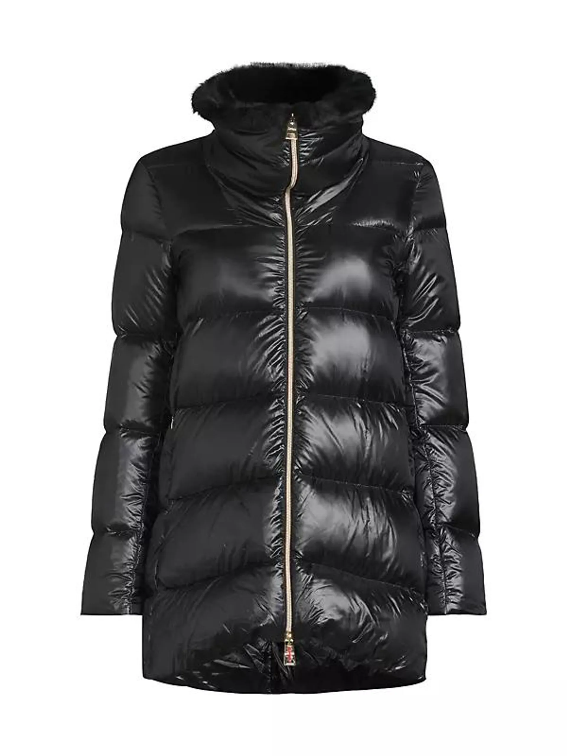 Shiny Nylon A-Shape Hi-Lo Down Coat