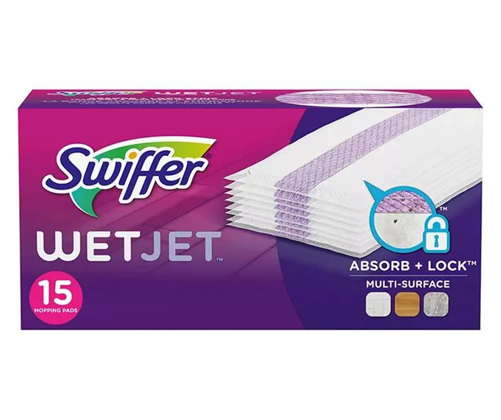 Swiffer WetJet Multi Surface Floor Cleaner Spray Moping Pads Refill, 15 count