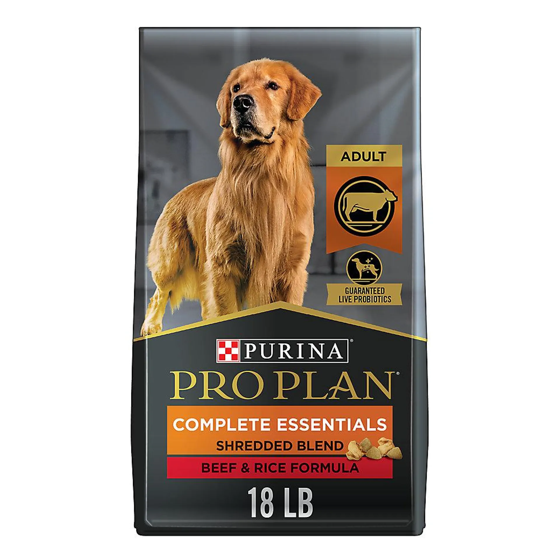 Purina Pro Plan Complete Essentials Adult Dry Dog Food - High Protein, Probiotics, Beef & Rice