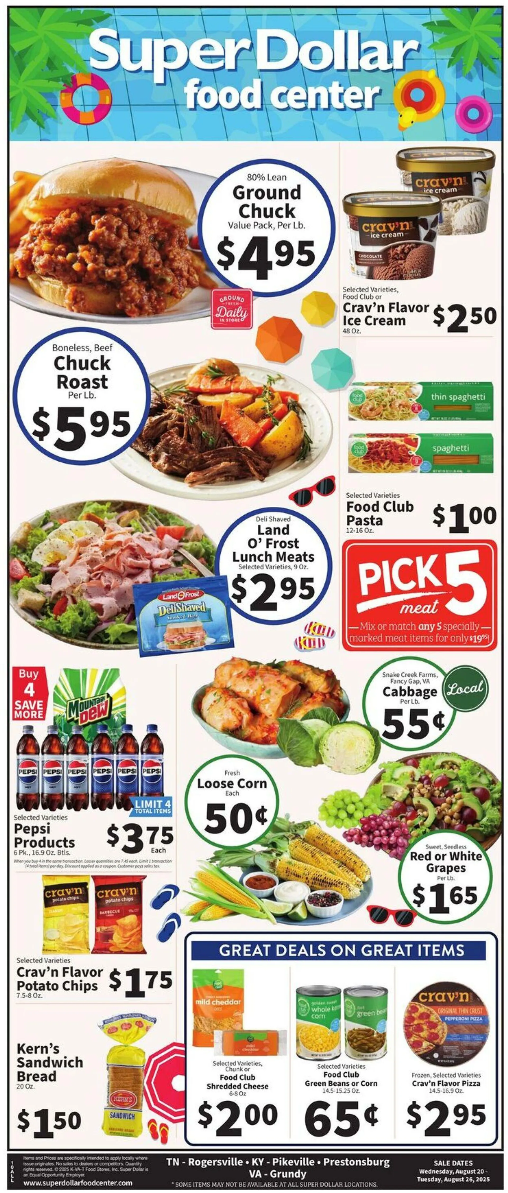 Weekly ad Super Dollar Food Center Current weekly ad from August 20 to August 26 2025 - Page 1