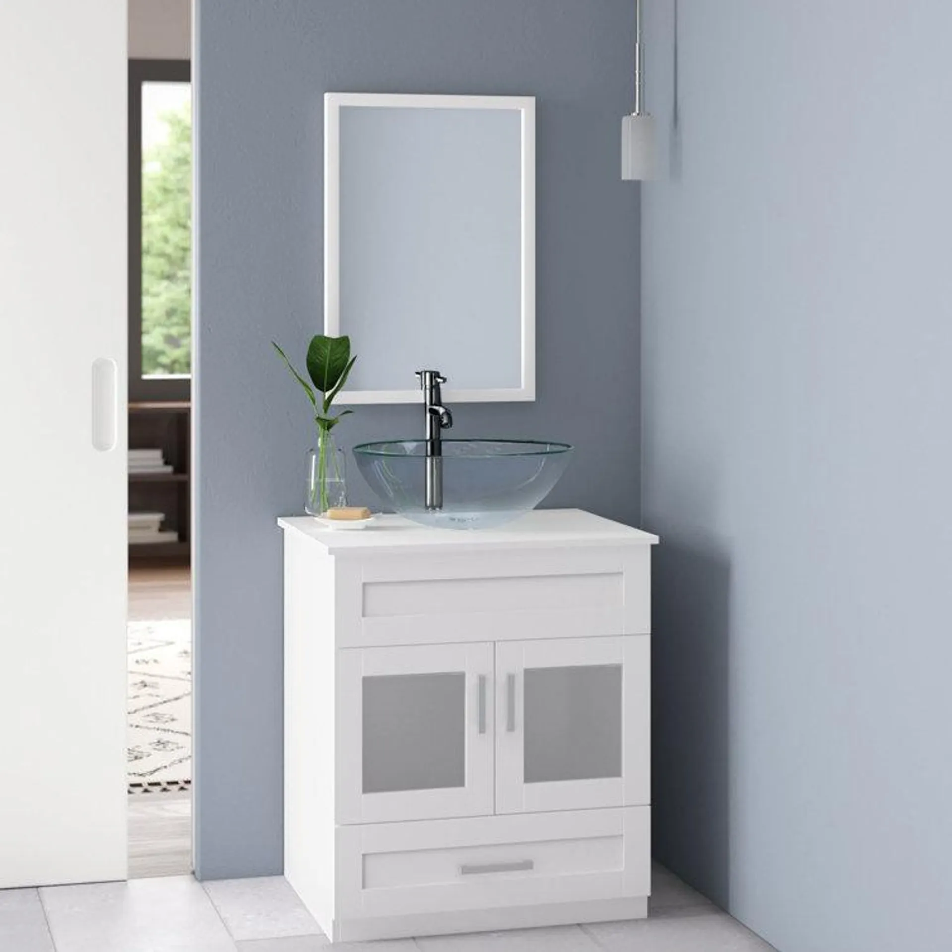 Hanshaw 24'' Free-standing Single Bathroom Vanity with Plastic Vanity Top