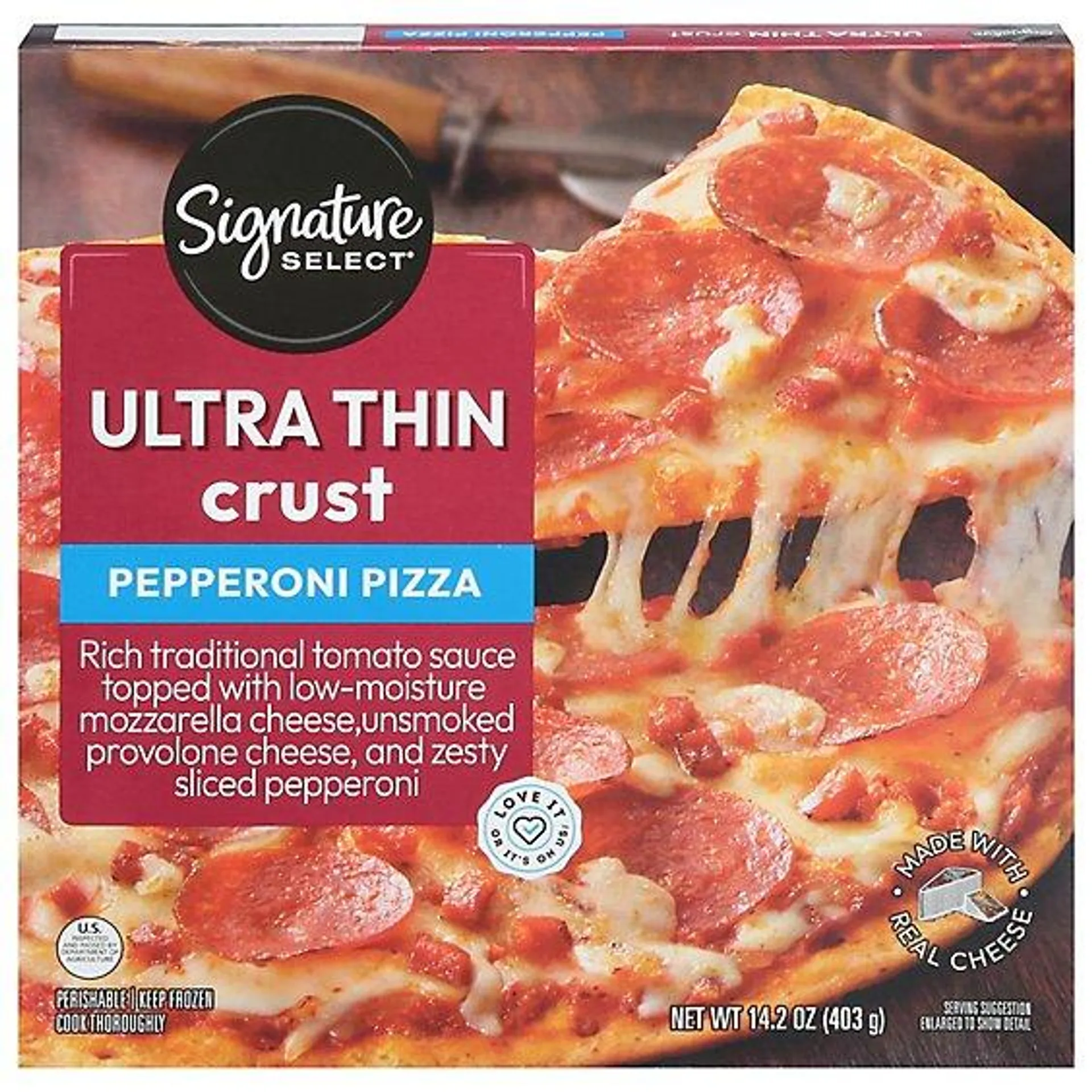 Signature SELECT Pepperoni Ultra Thin Crust Frozen Pizza - 14.2 Oz