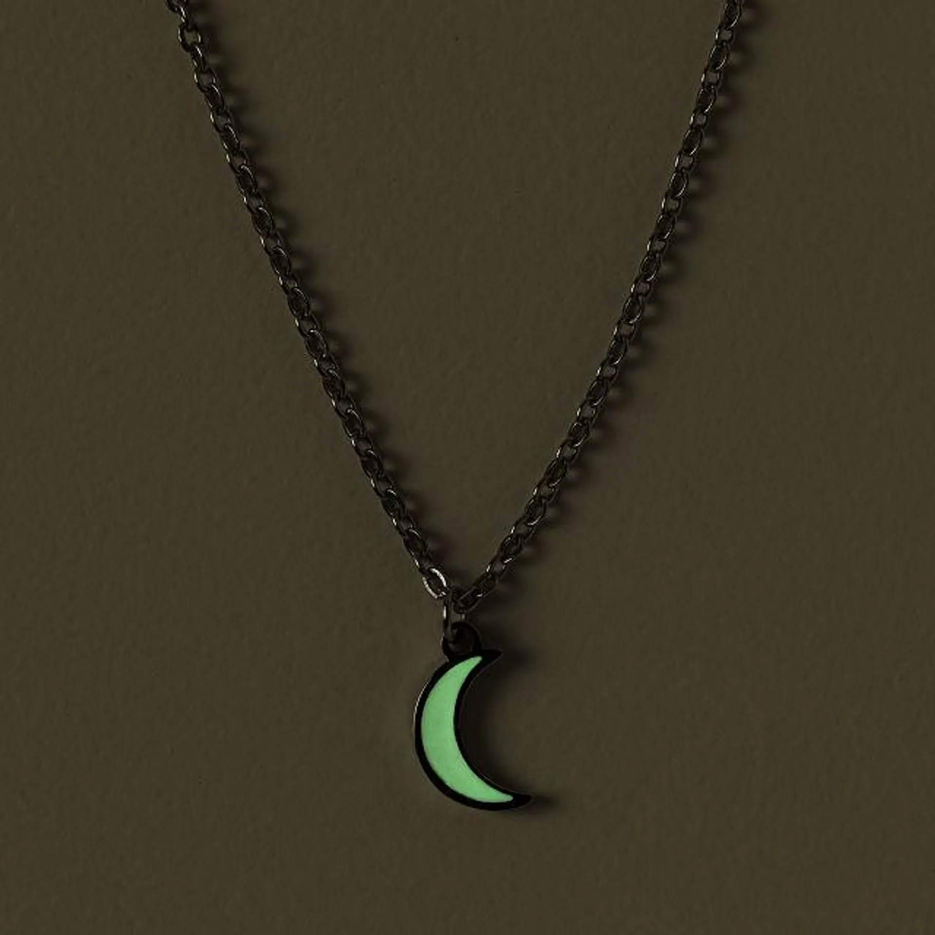 Glow in the Dark Crescent Moon Necklace