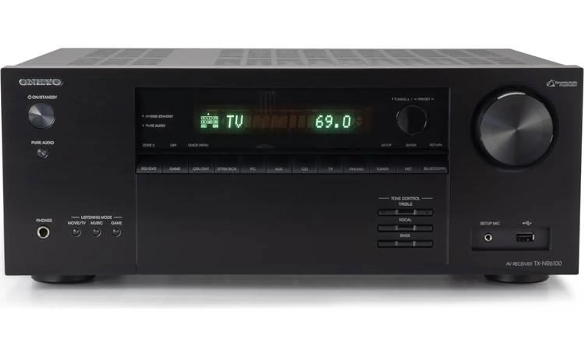 Onkyo TX-NR6100 7.2-channel home theater receiver with Dolby Atmos®, Wi-Fi®, Bluetooth®, Apple AirPlay® 2, and Amazon Alexa compatibility