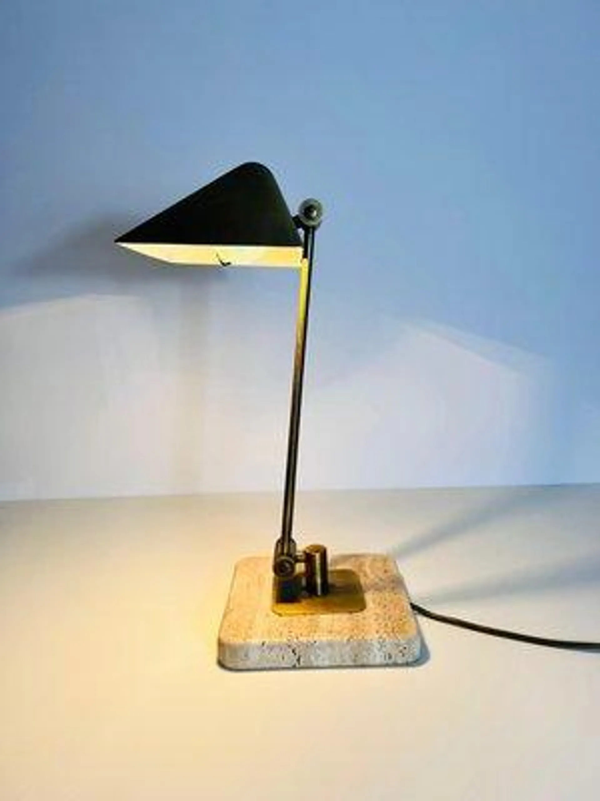 Brass and Marble Table Lamp, Italy, 1960s