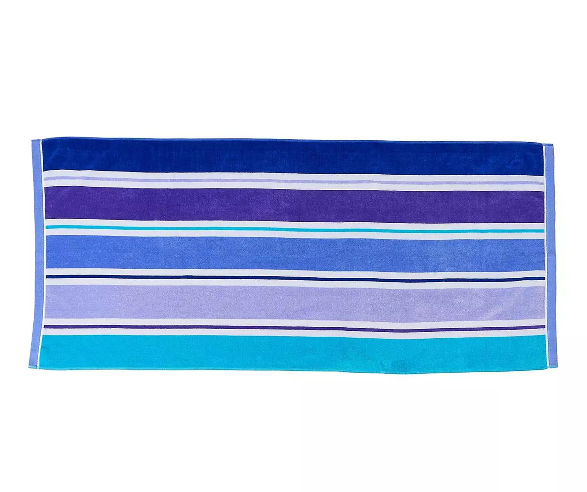 Blue Wide Stripe Velour Cabana Beach Towel