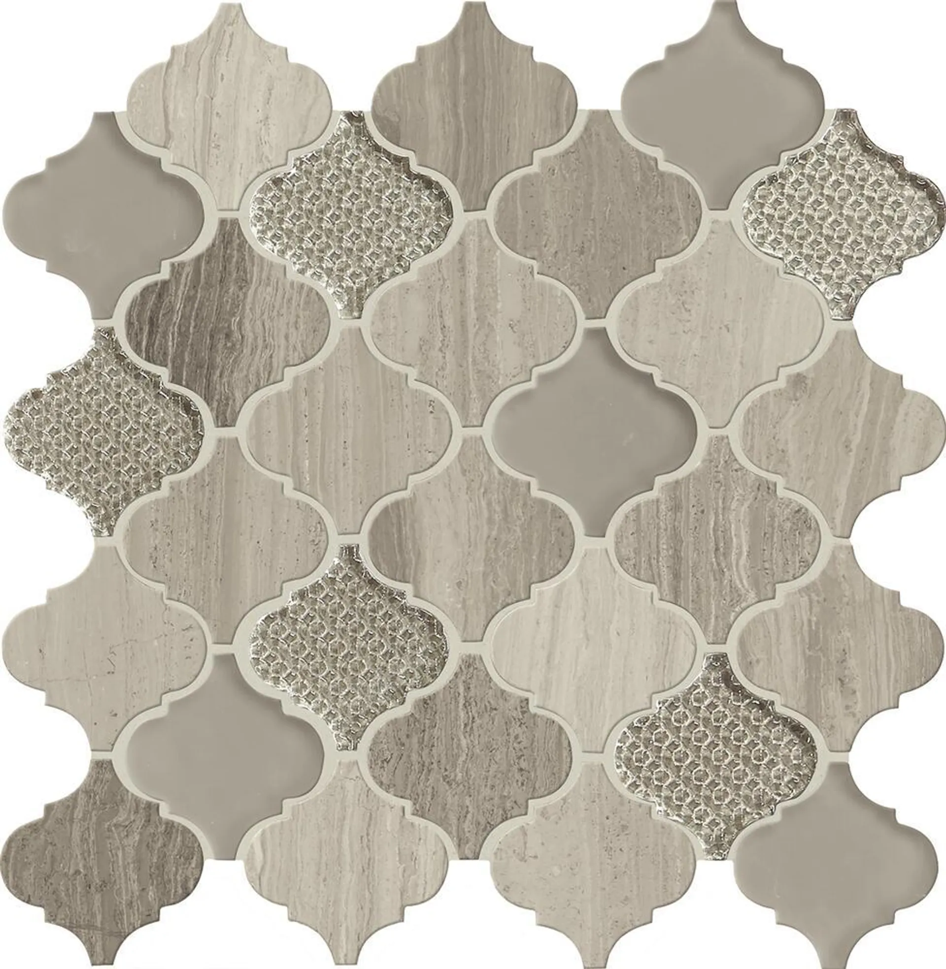 Mohawk® Grand Terrace Amarige 13 x 14 Arabesque Glass and Stone Mosaic Tile