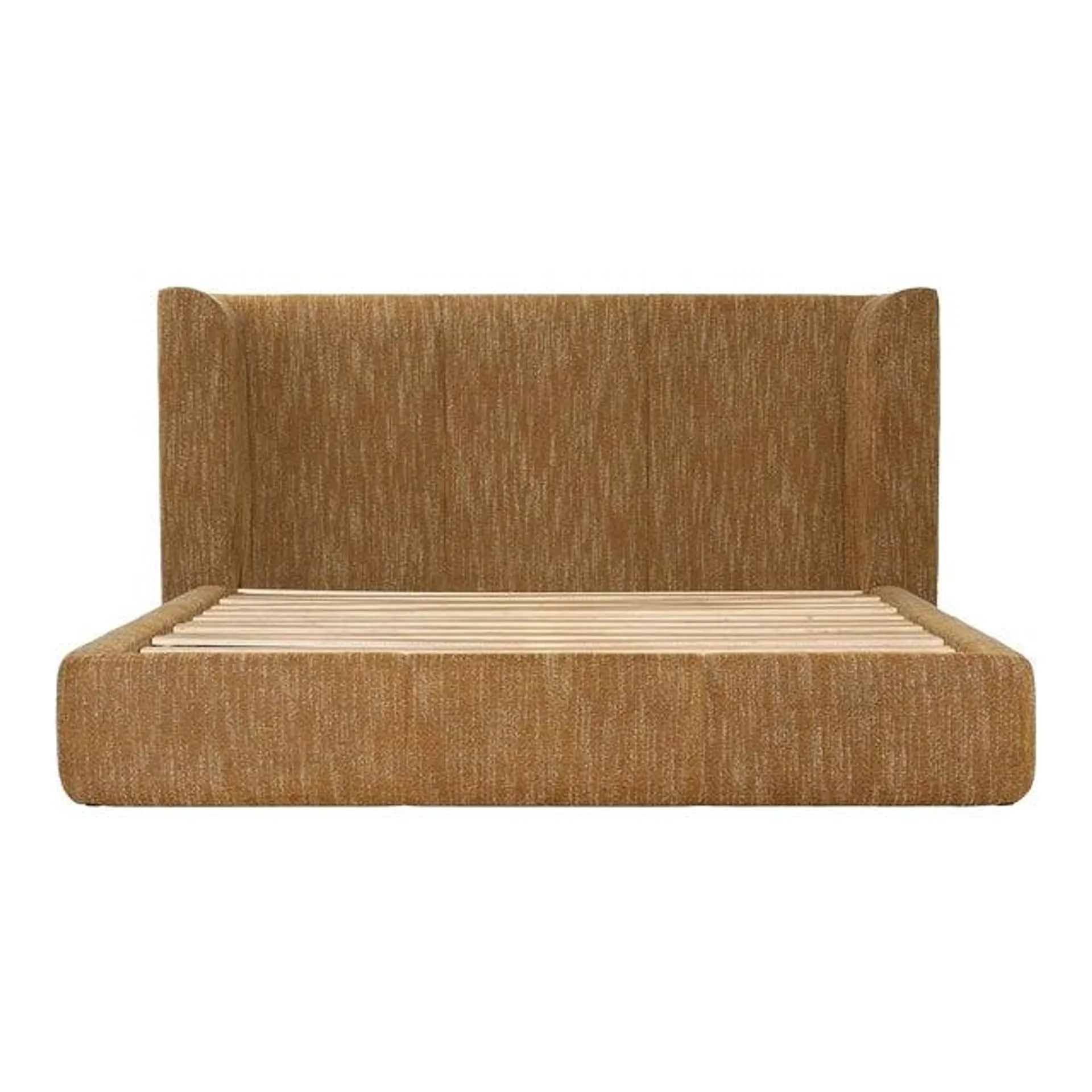 Upholstered Caramel Tuft Eastern King Bed Frame