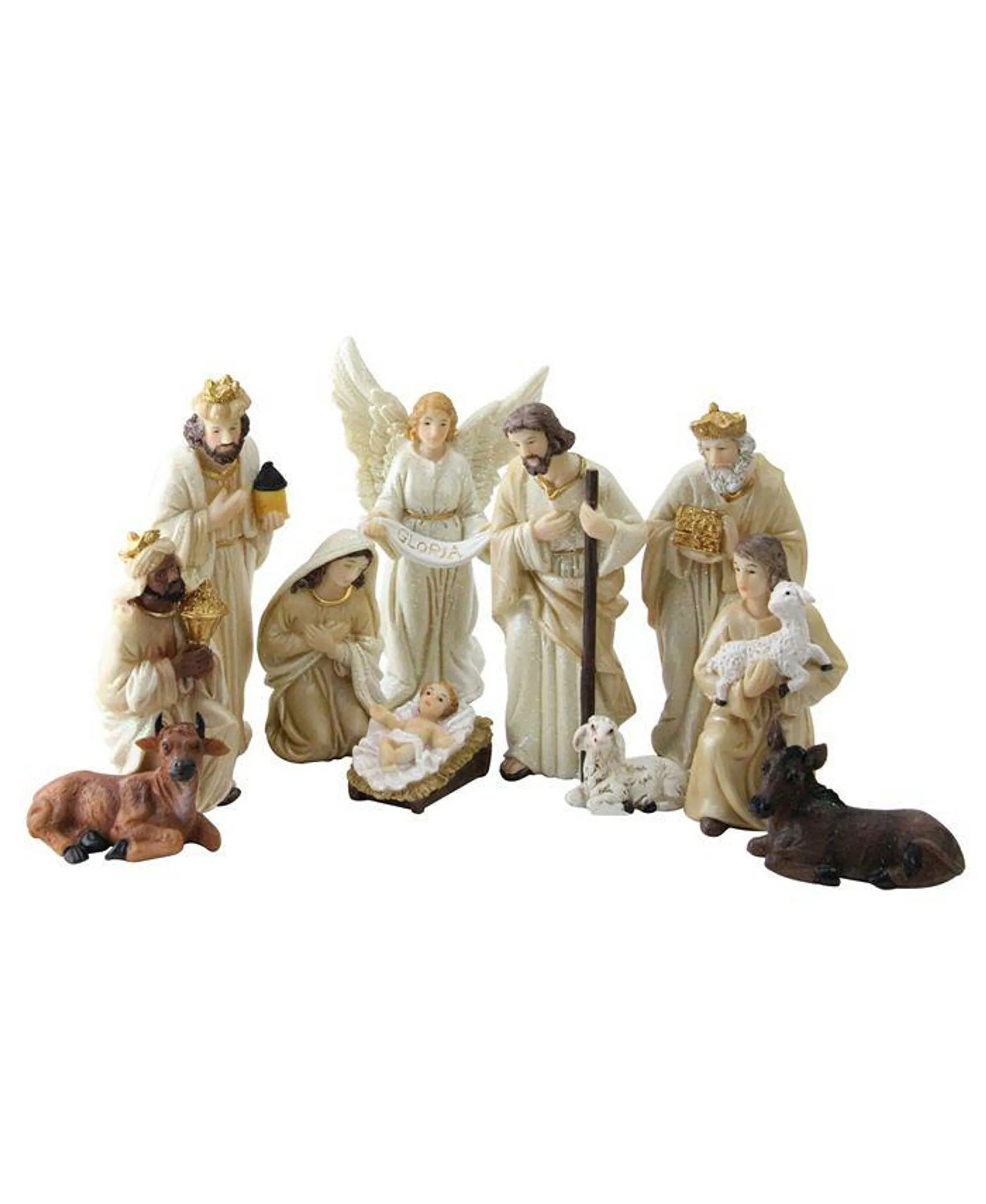 Glitte Ivory and Cream Christmas Nativity Figure Set