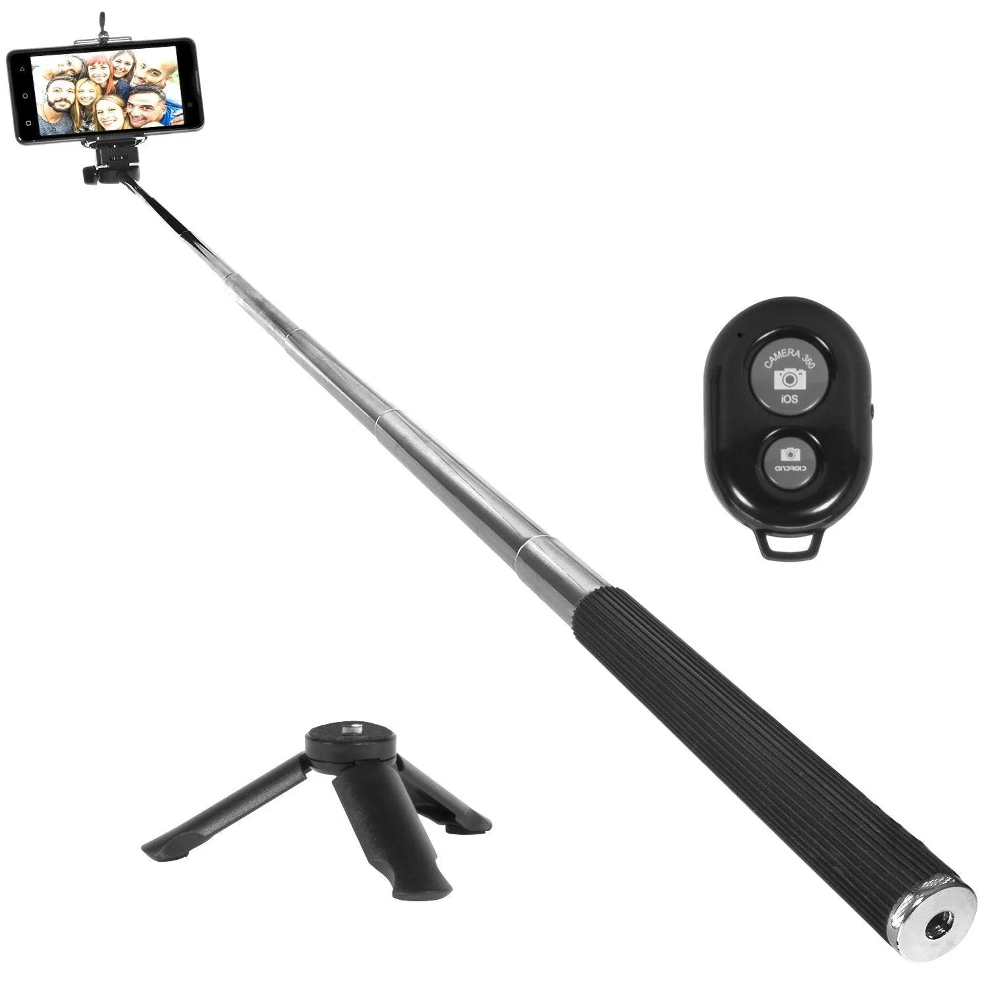 Deco Essentials Telescopic Metal 33" Selfie Stick w/ Tripod and Wireless Remote for iOS/Android