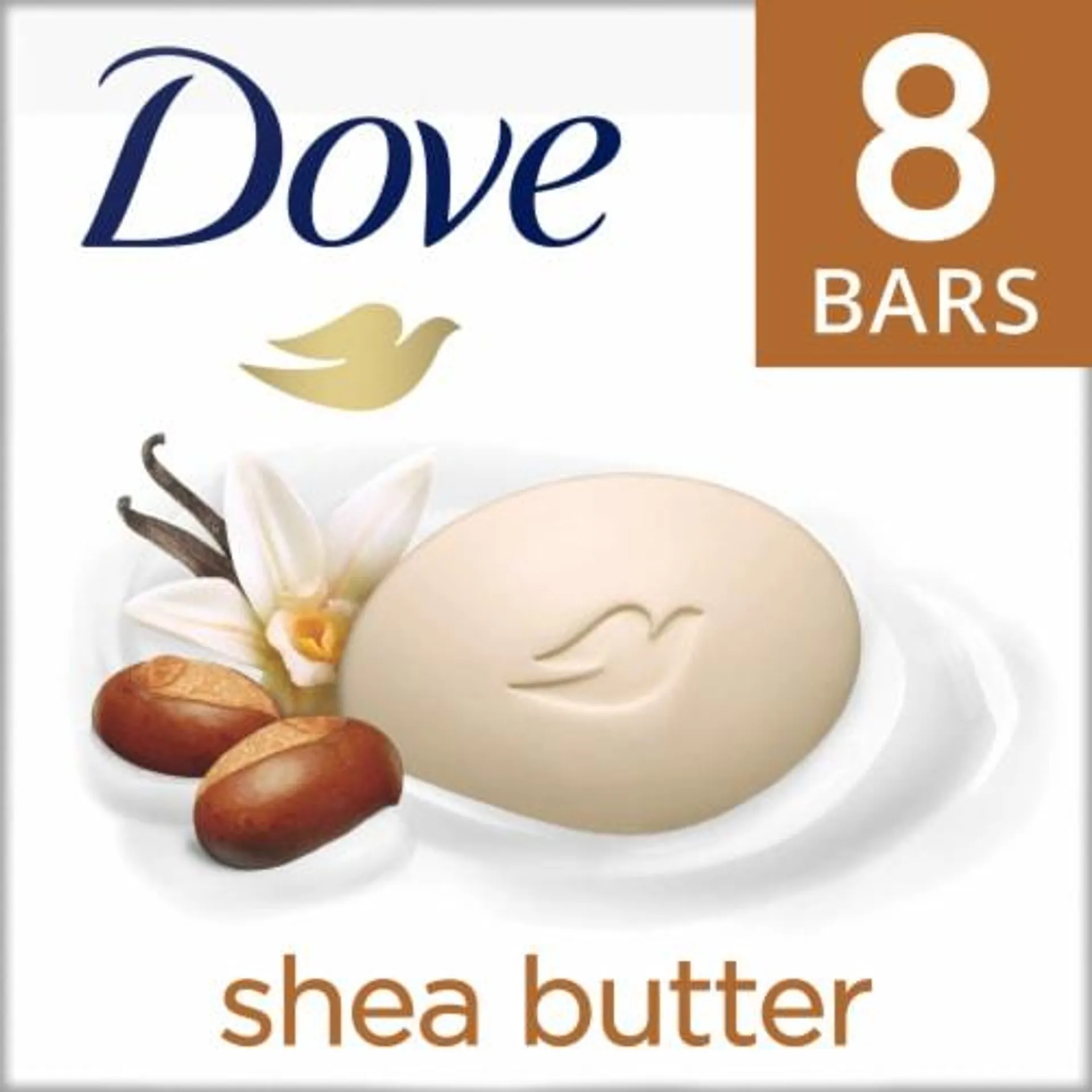 Dove Moisturizing 8 Count Beauty Bar Soap Shea Butter Moisturizing for Gentle Soft Skin Care