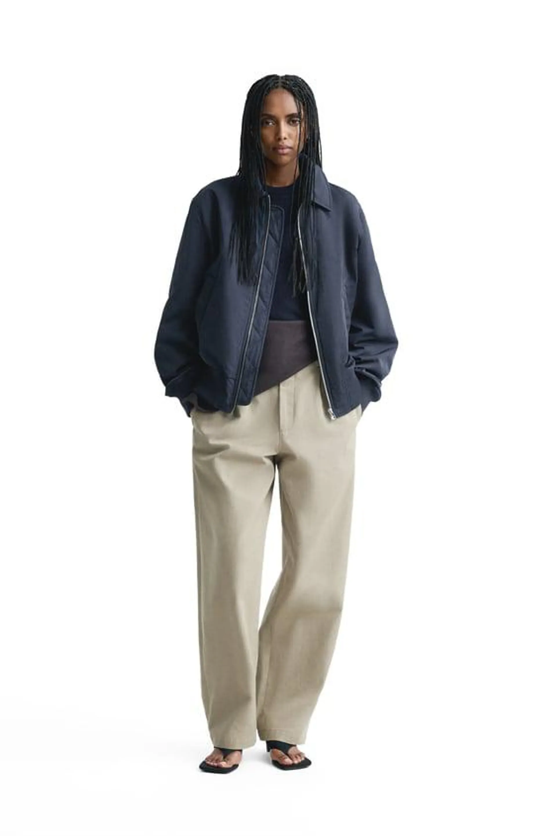 STRAIGHT FIT PLEATED PANTS