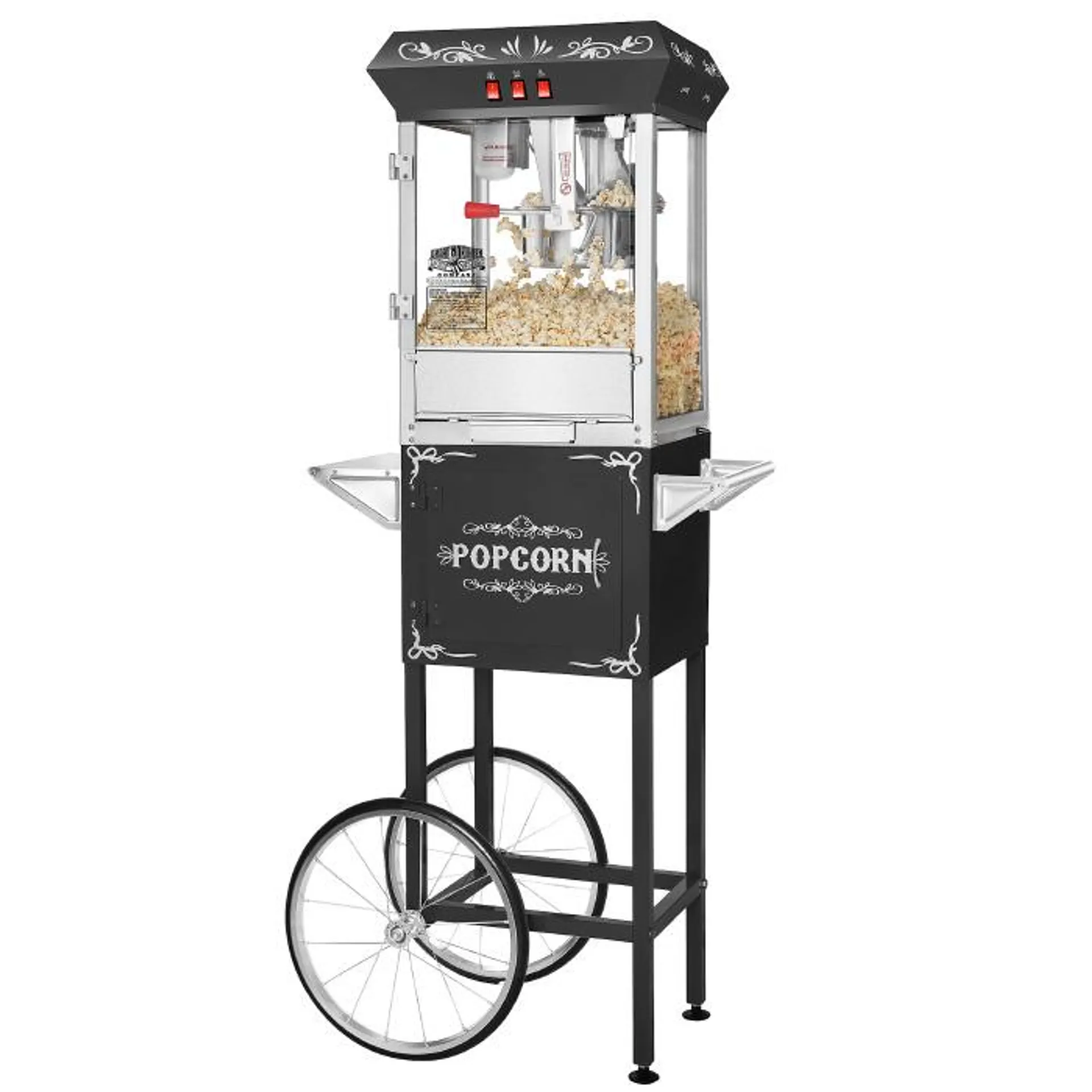 Alegria 6127 Black GNP-800 All-Star Popcorn Popper Machine & Cart - 8 oz