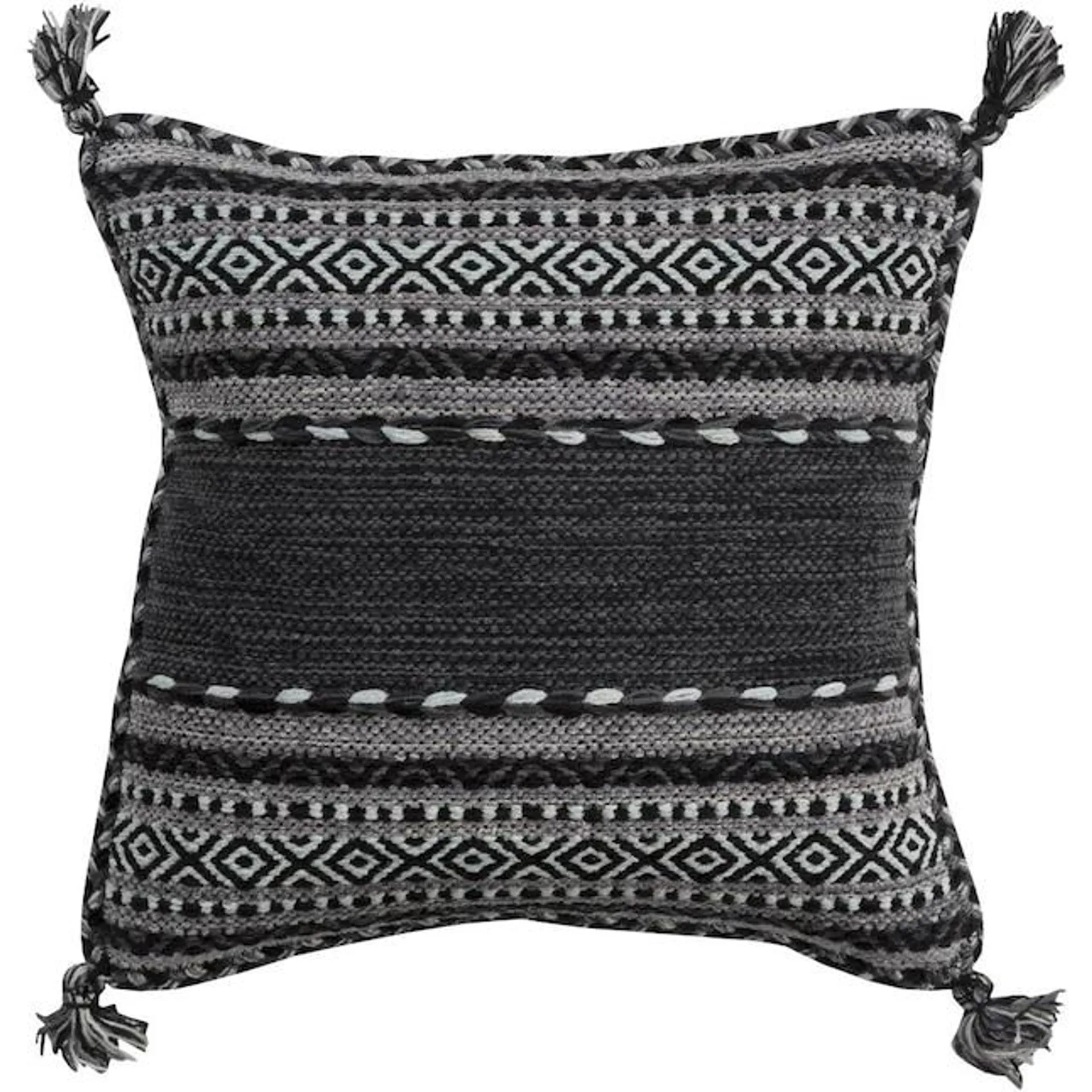 Livabliss Trenza 22-in x 22-in Black Indoor Decorative Pillow