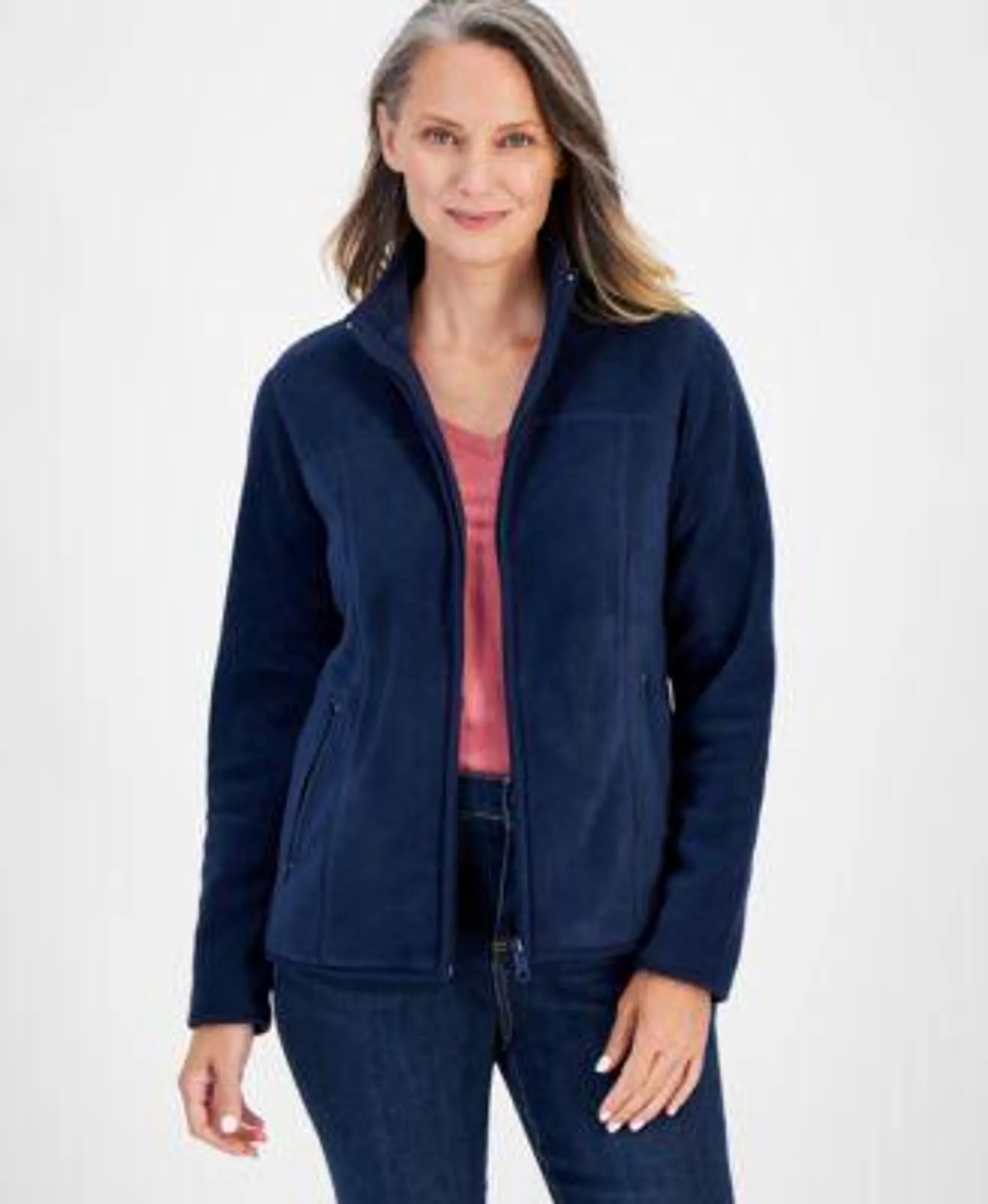 Women's Polar Fleece Mock-Neck Jacket, Created for Macy's