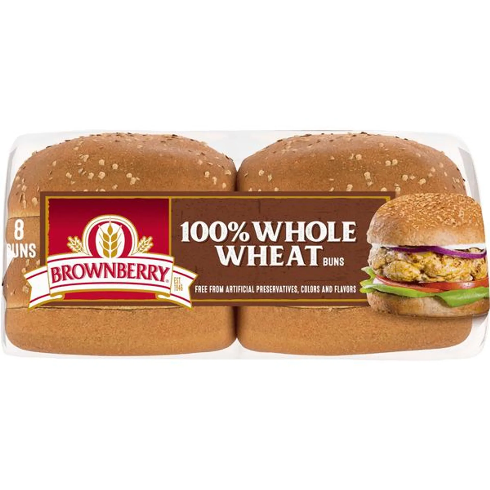 Brownberry 100% Whole Wheat Sandwich Buns 8Ct