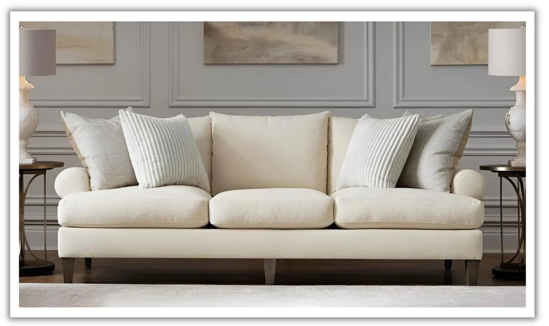 Bernhardt Isabella 3-Seater Fabric Sofa in Cream