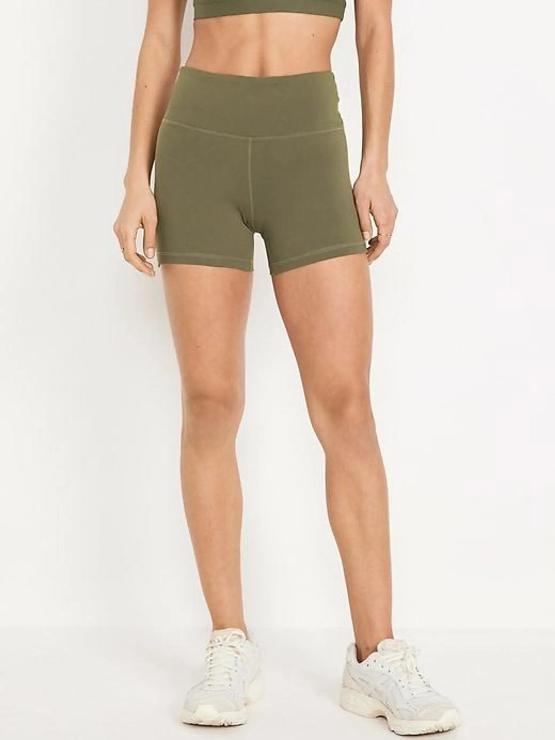 High-Waisted PowerSoft Biker Shorts -- 4-inch inseam