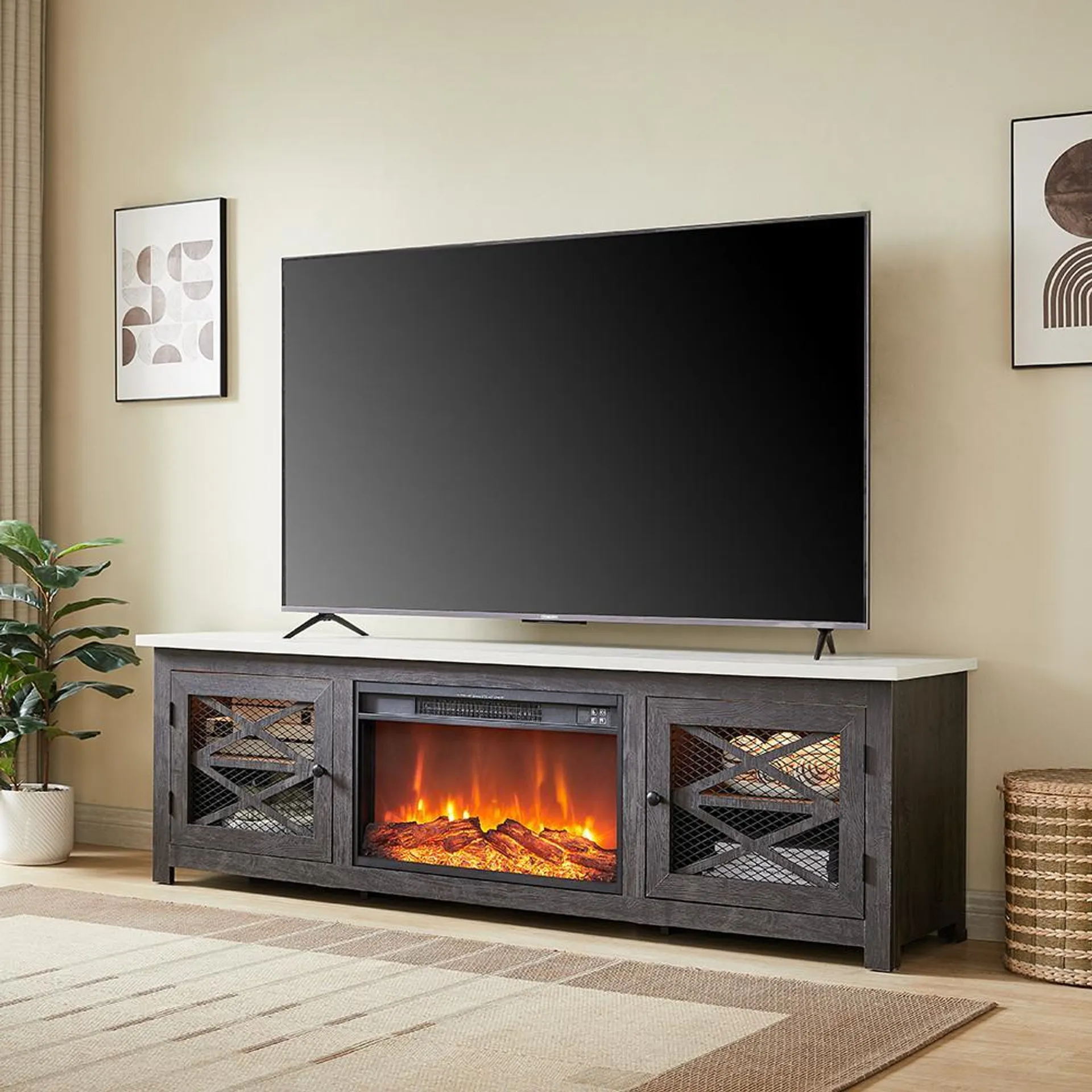 Wilson Unfold 72" TV Stand with Fireplace