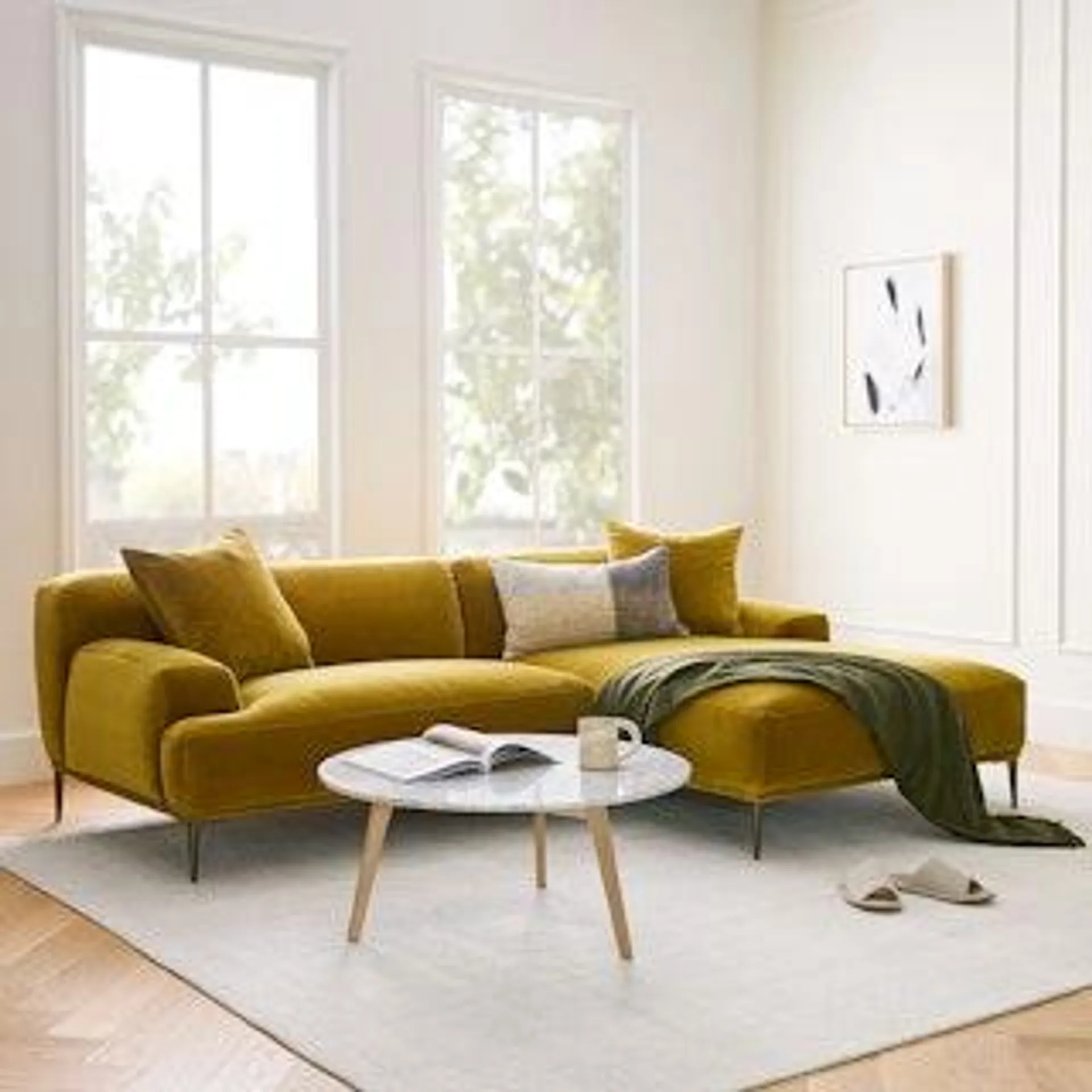 Abisko Plush Yarrow Gold Right Sectional