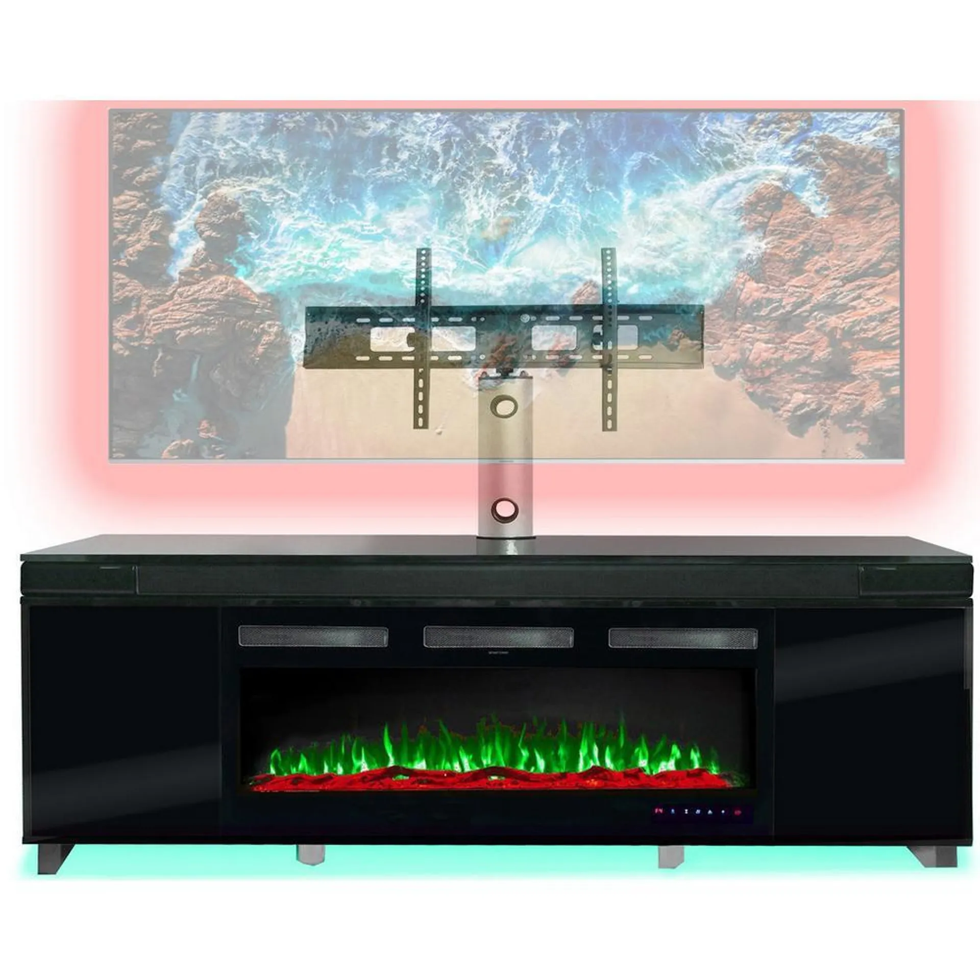 75" Bluetooth Fireplace TV Stand - Black